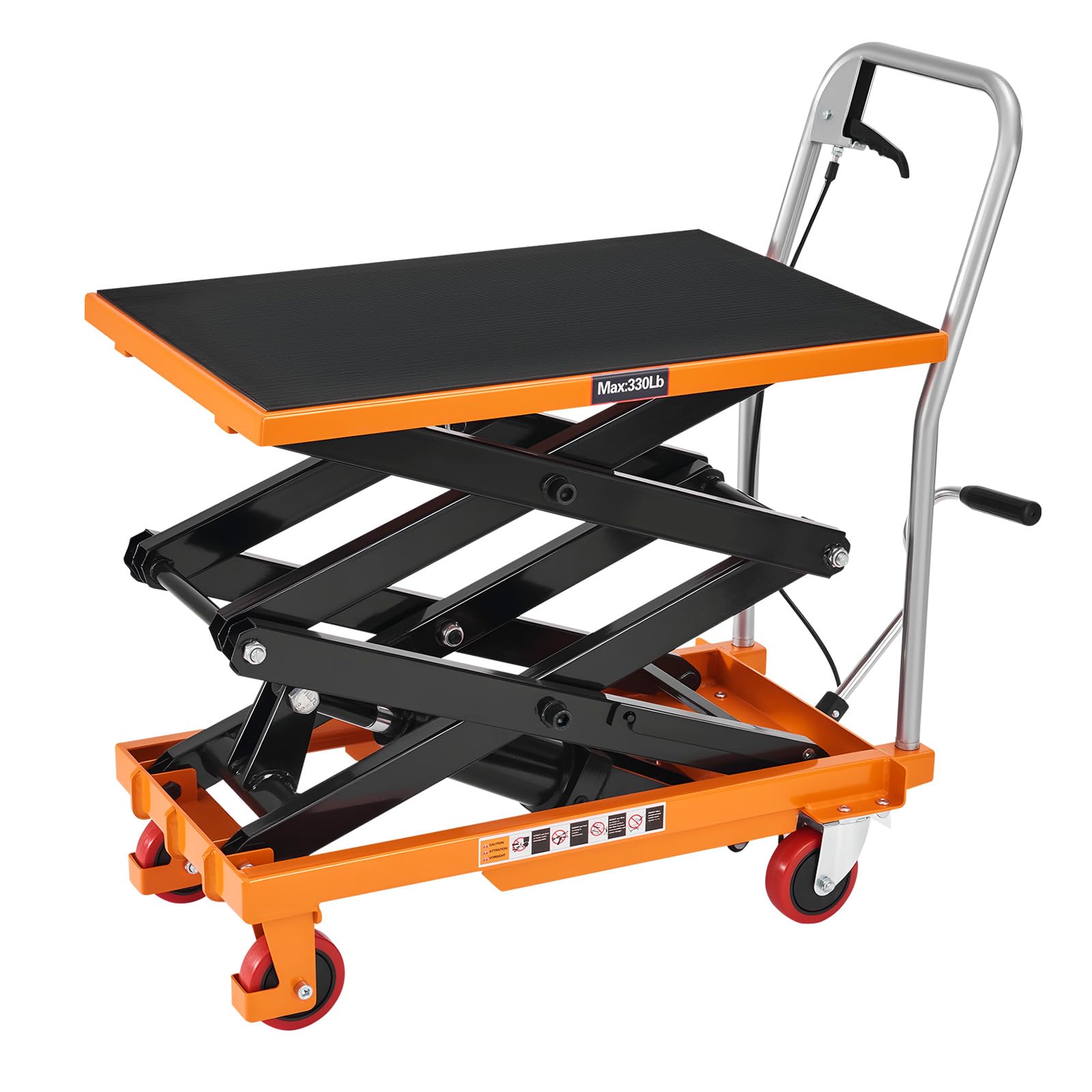 Specraft 330 lbs Hydraulic Lift Cart, Double Scissor Lift Table Up