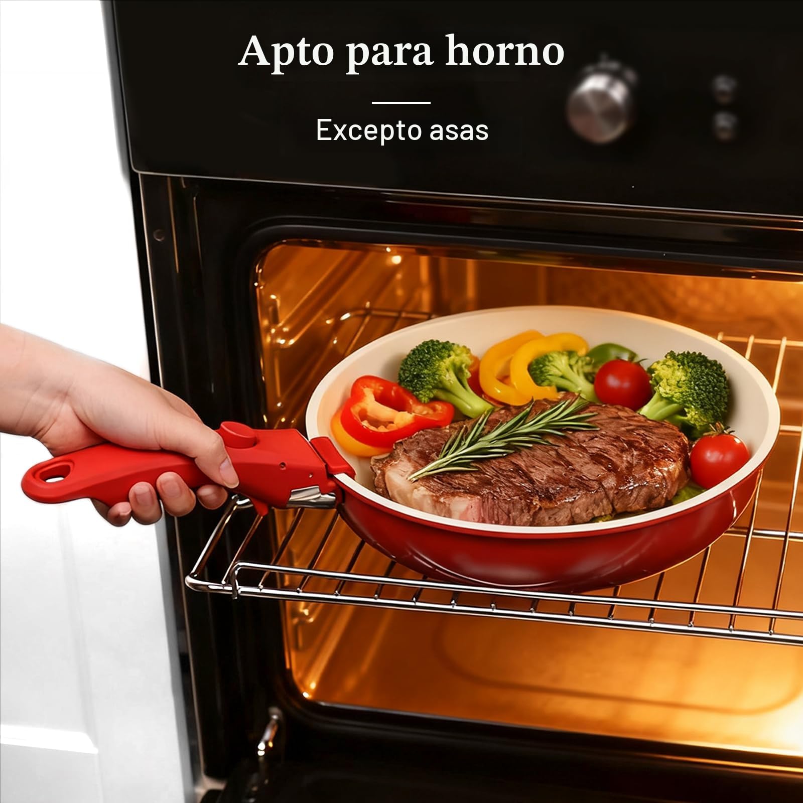 GiPP 11 Piezas Juego de Sartenes y Cacerolas con Revestimiento Cerámico Antiadherente - Juegos De Cacerolas Con Asas Desmontables, Apto Para Hornos y Lavavajillas, Degradado Rojo