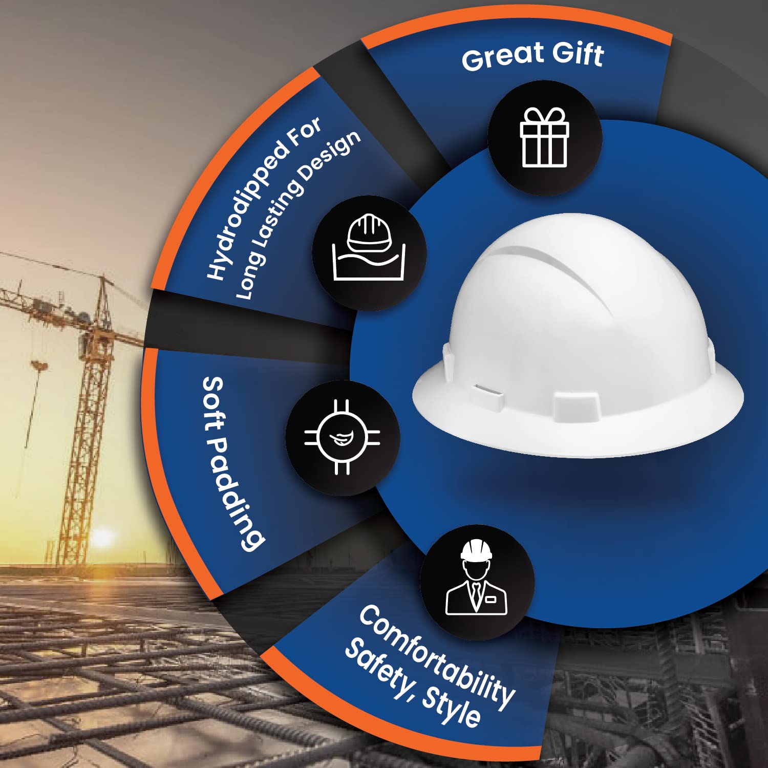 Cappello rigido a tesa piena aggiornato, bianco, imbottito, OSHA costruzione sicurezza approvato, cappelli rigidi da uomo, cascos de construccion casco.