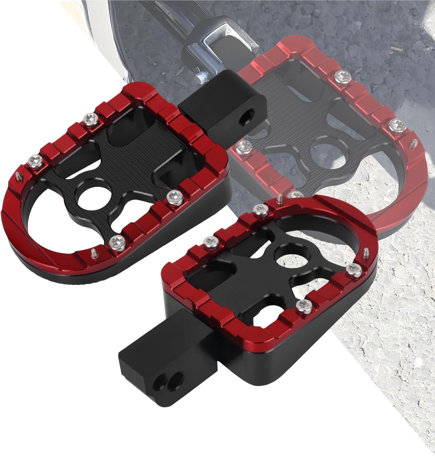 HDBUBALUS Motorcycle Foot Pegs Adjustable Footpegs Passenger Foot Rest Pedal Fit for Harley Softail 2018-Later LiveWire 2020-Later Fat Boy Street Bob Low Rider Breakout FLC FLS (Red)