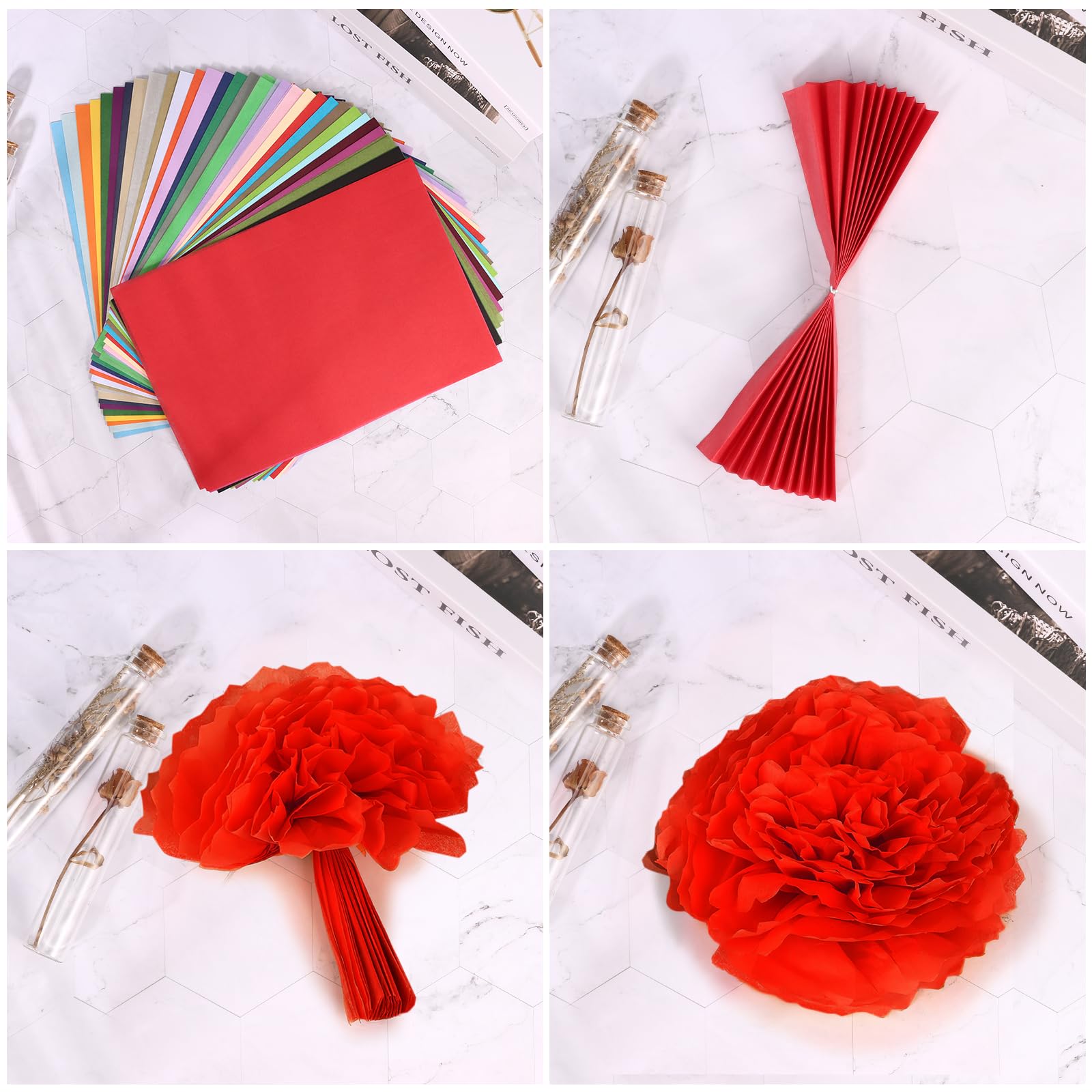 360 Feuilles de Soie 36 Couleurs A4 17 g/m² pour Emballage, Bricolage, Noël, Anniversaire, Mariage et Décoration