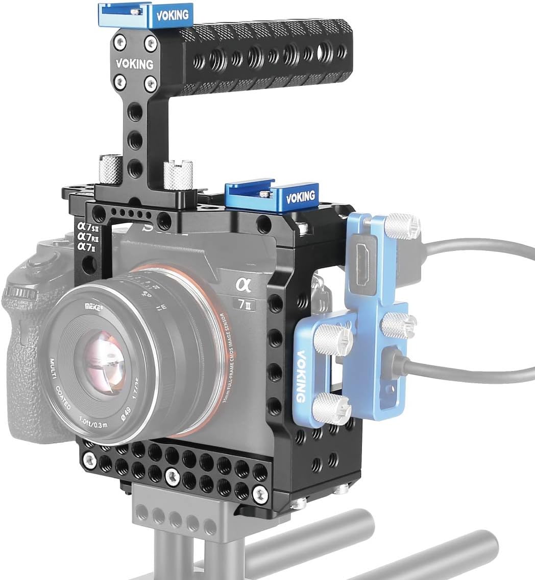 VOKINGAluminum Alloy VK-A7IIK Camera Video Cage & Top Handle with Detachable and Top Handle Quick Release Plate for Sony Alpha A7SII A7RII A7II