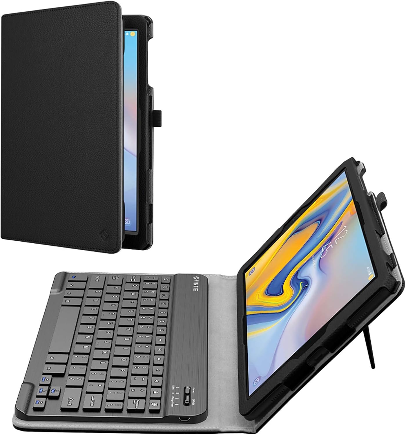 Fintie Folio Keyboard Case for Samsung Galaxy Tab A 10.5 2018 Model SM-T590/T595/T597 - Premium PU Leather Stand Cover with Removable Wireless Bluetooth Keyboard, Black