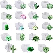 Cayway 19 Pcs Silicone Succulent Molds, Cactus Succulent Silicone Mold, Candle Molds in Succulent Shape for Candles, Soap, Aroma