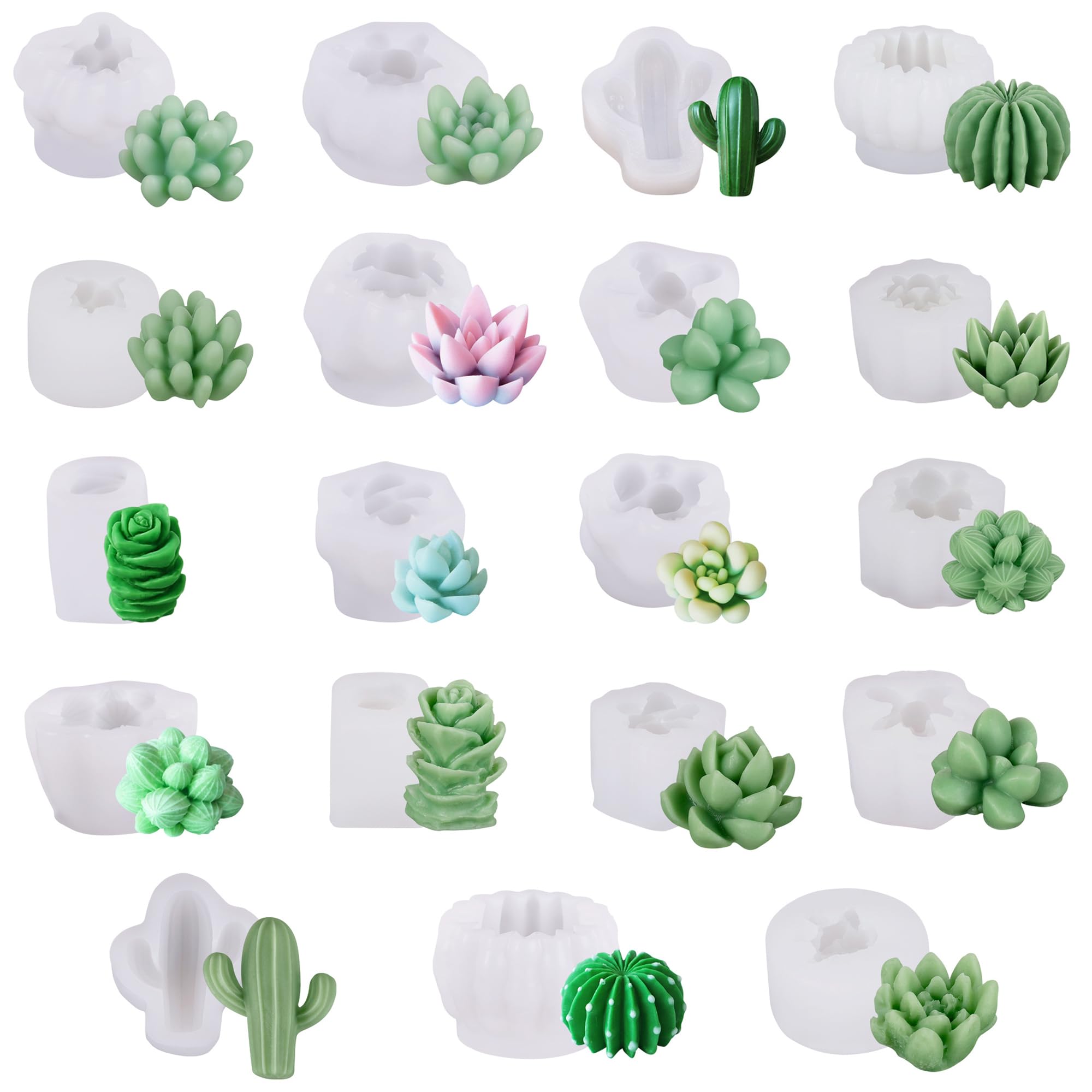 Cayway 19 PCS 3D Succulent Silicone Molds, Succulent Plants Candle Molds, Candle Cactus Molds Candle Making Molds โ image 1