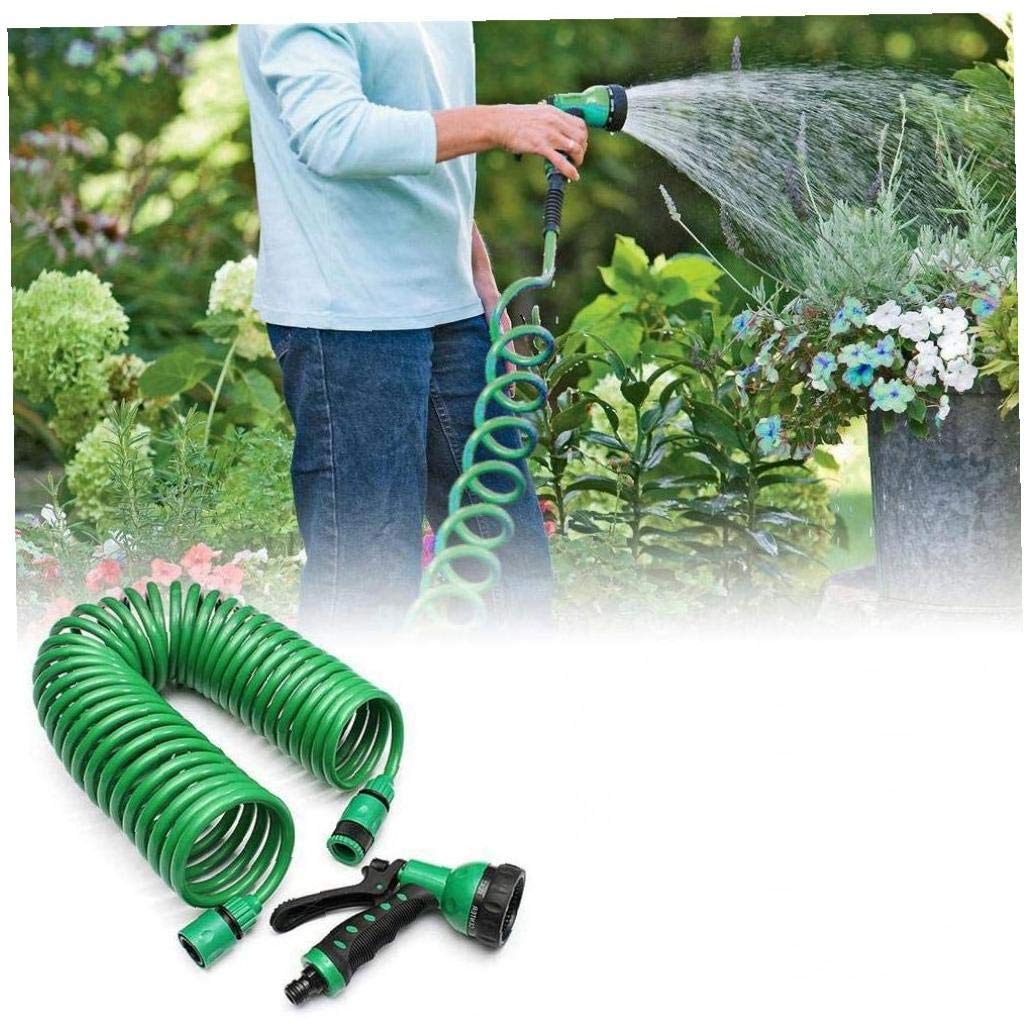 Manguera de jardín extensible telescópica en espiral EVA de 15 m para el hogar, jardín, patio, limpieza, riego de jardín