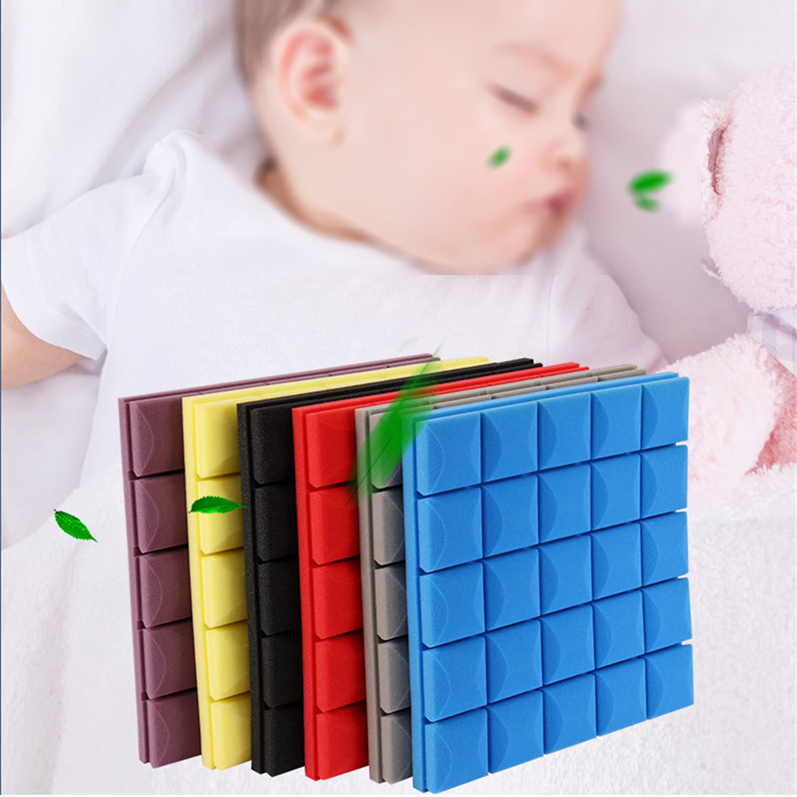 NEECS Paneles acústicos para decoración de Paredes, Espuma autoadhesiva de algodón Absorbente de Sonido para prevención de Incendios, Espuma insonorizada de Alta Densidad para Cine en ca