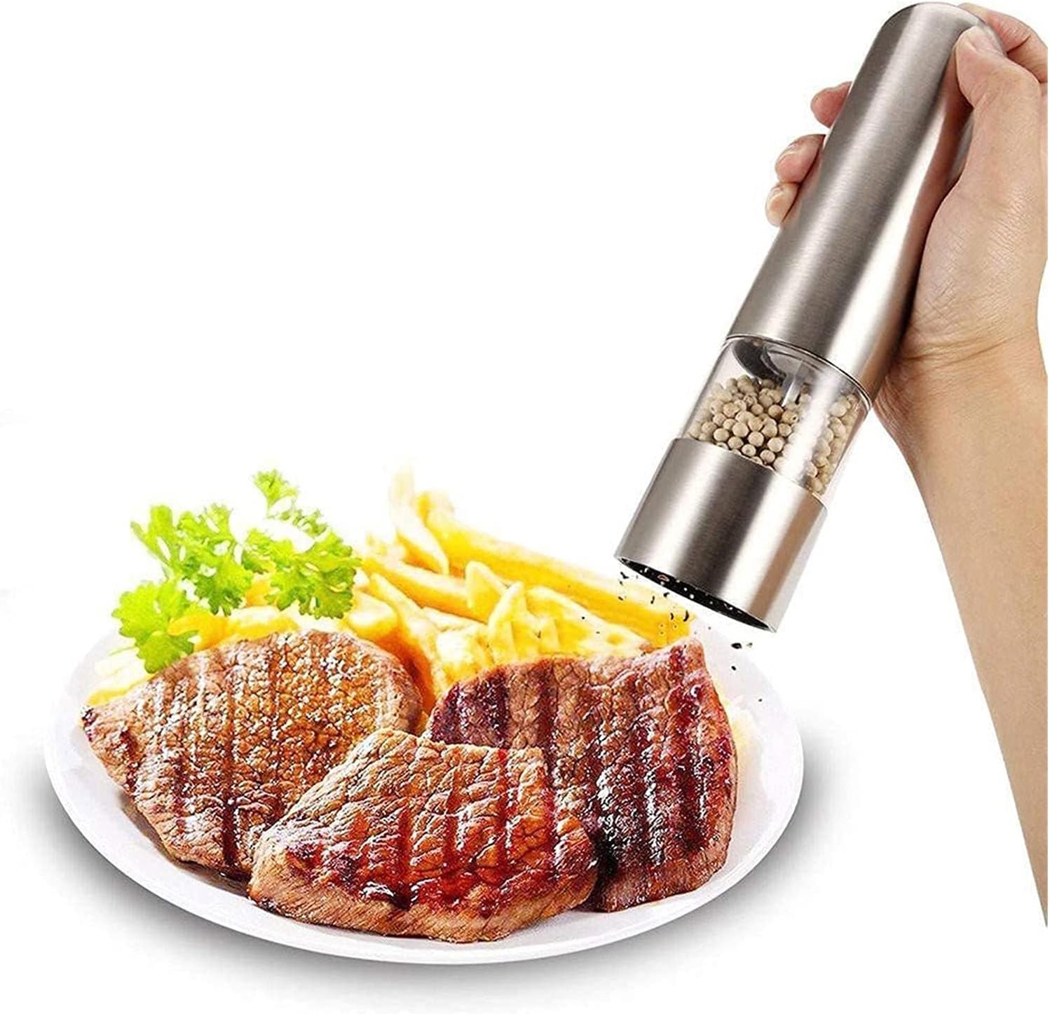 Electric Salt and Pepper Grinder Set - Battery Operated Mill Automatic Powered Shakers