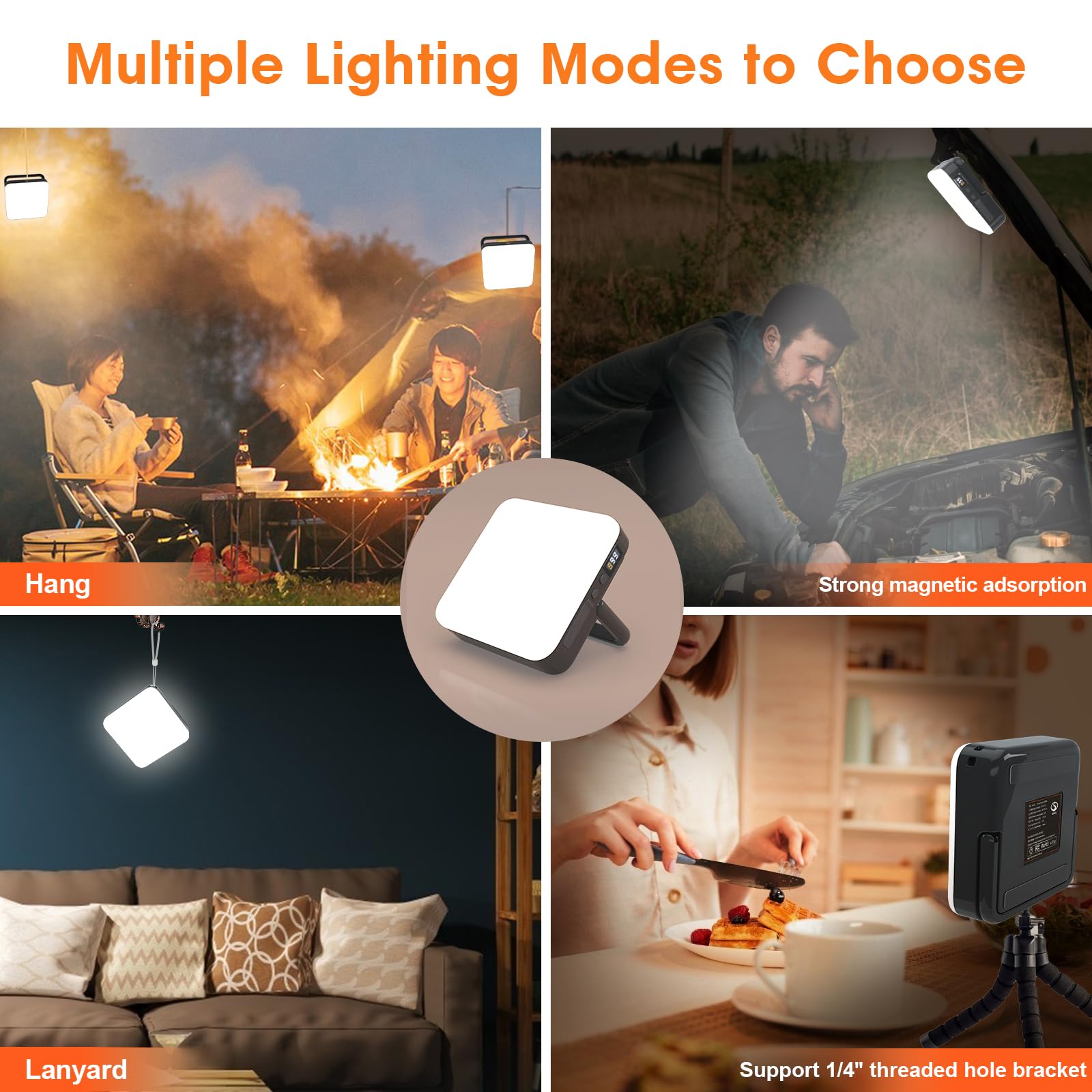 LED Camping Laterne Wiederaufladbar, 10000mAh Tragbare Campingleuchten Bis zu 90 Stunden & 4 Lichtmodi, IPX5 Wasserdicht Camping Essentials für Stromausfälle, Notfall, Zelt, Outdoor (Schwarz)
