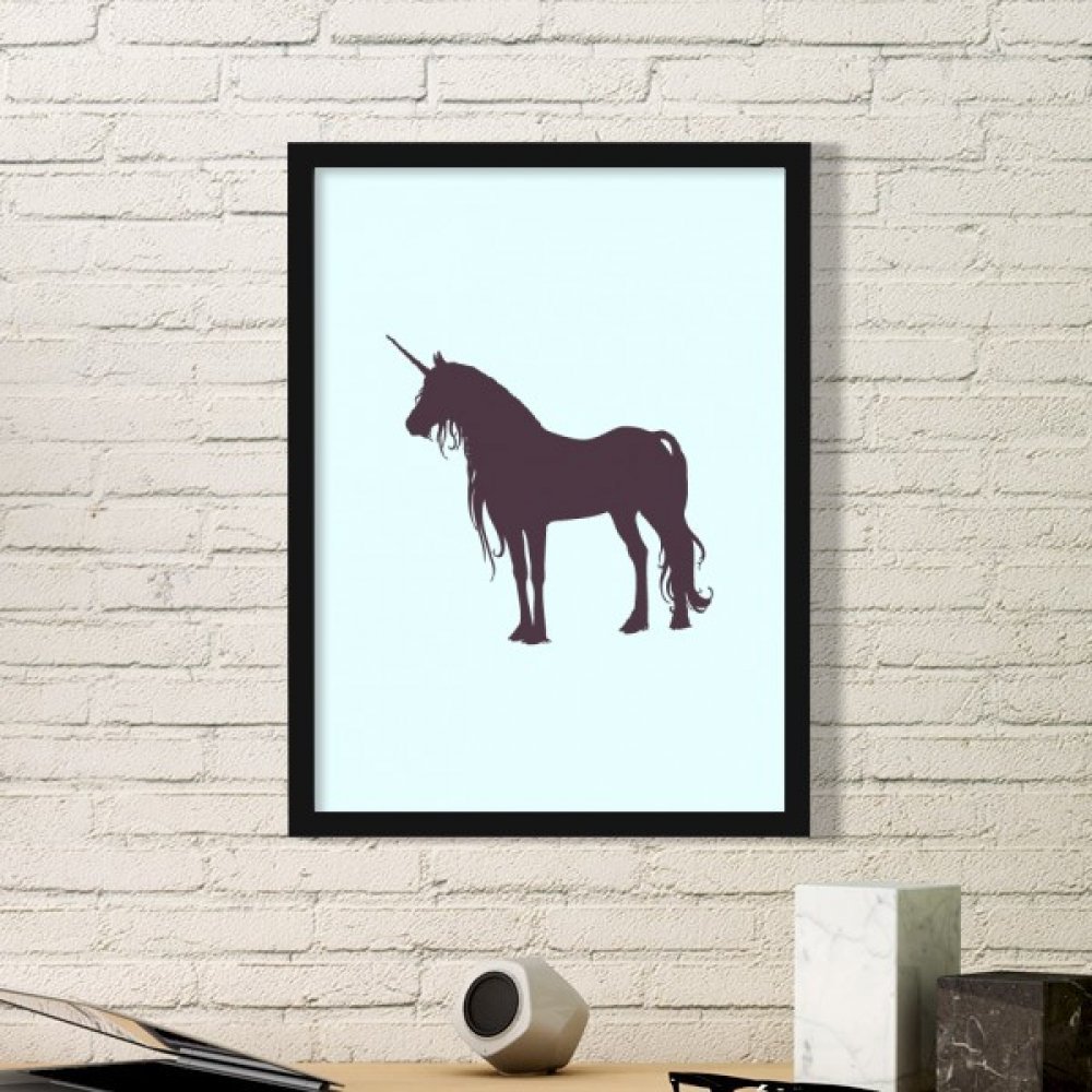 Cadre photo licorne d'art avec moulure en bois noir de qualite superieure
