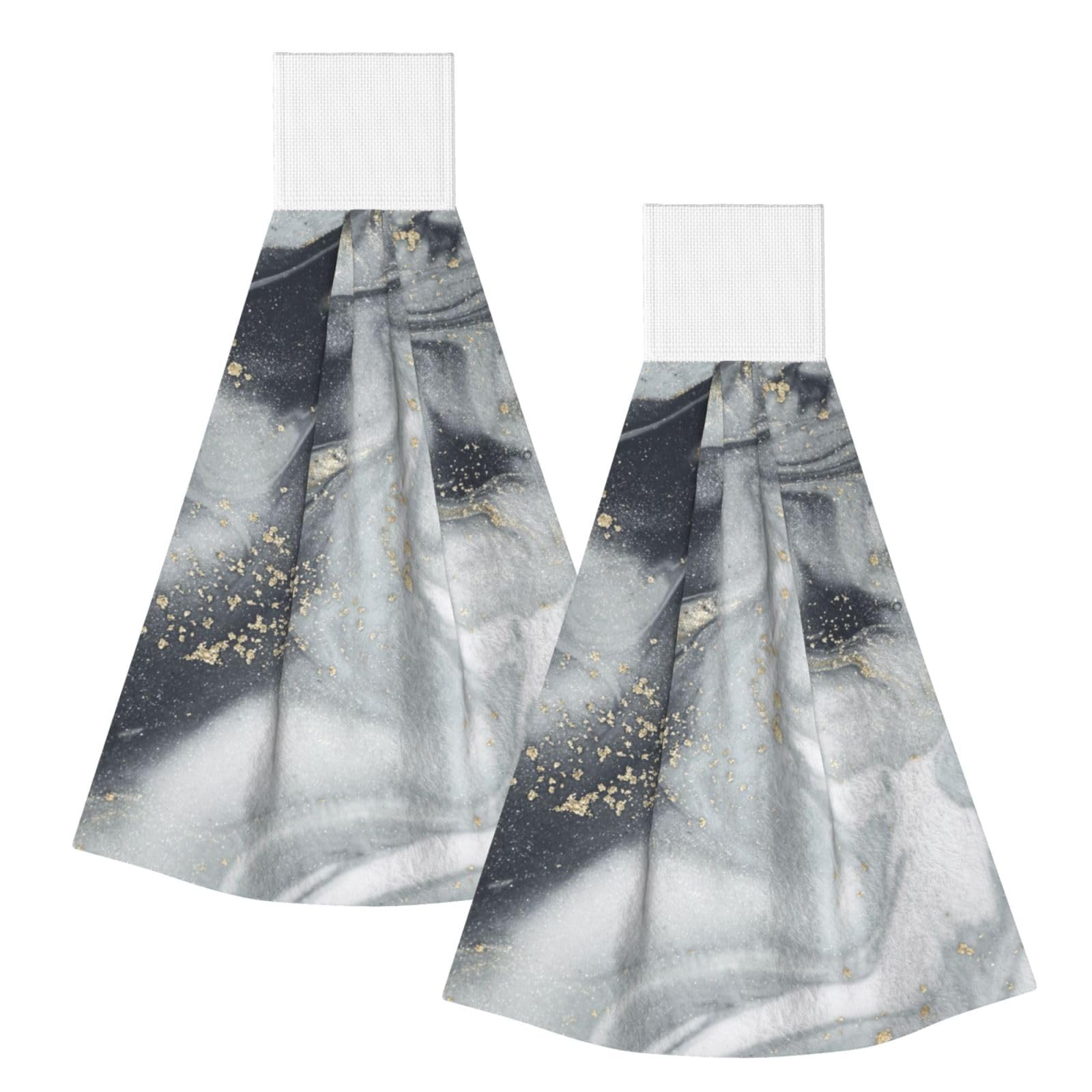 DOPKLNA Gray Marble Abstract Splash Pastel, 2 Pcs Hanging Coral Fiber Hand Towels for Bathroom, Absorbent Kitchen Towels