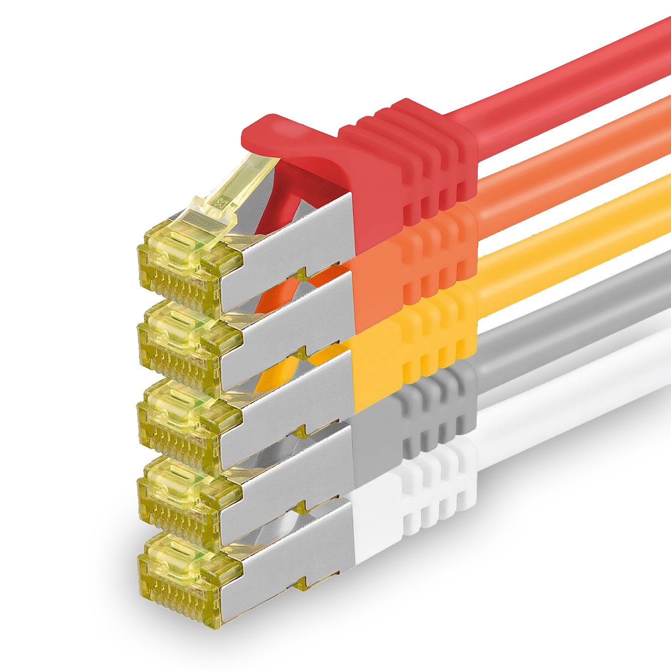 1aTTack.de Cat.7 Netzwerkkabel 5m 5 Farben 5 Stück Cat7 Ethernetkabel Netzwerk LAN Kabel Rohkabel 10 Gb s SFTP PIMF LSZH Set Patchkabel mit Rj 45 Stecker Cat.6a