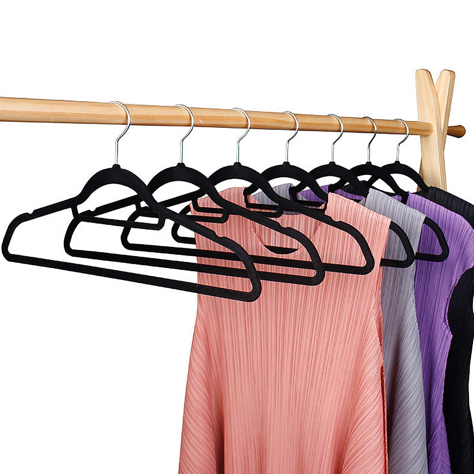 Cintres de velours pack de 20 antidérapants noirs pour manteaux adultes