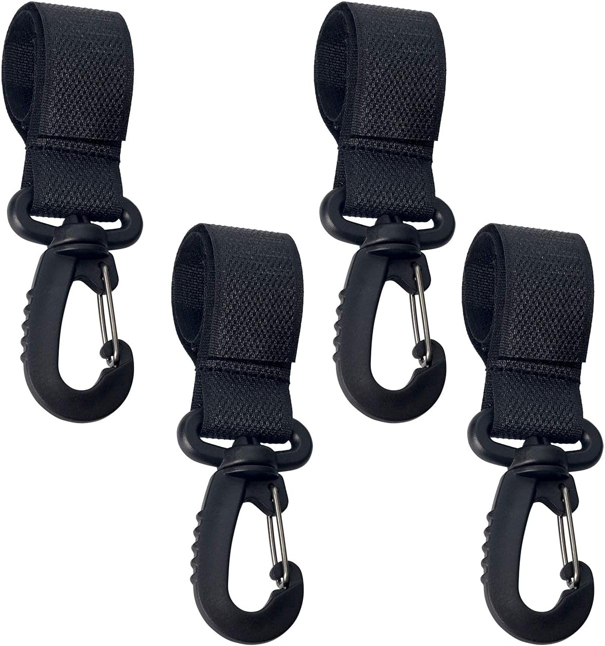KASTWAVE Stroller Hooks - 4Pcs ABS Buggy Clips, Carabiner Hook, Organizer Clip, Convenient Accessories for Hanging Diaper Bags, Purse - 360-degree Rotation