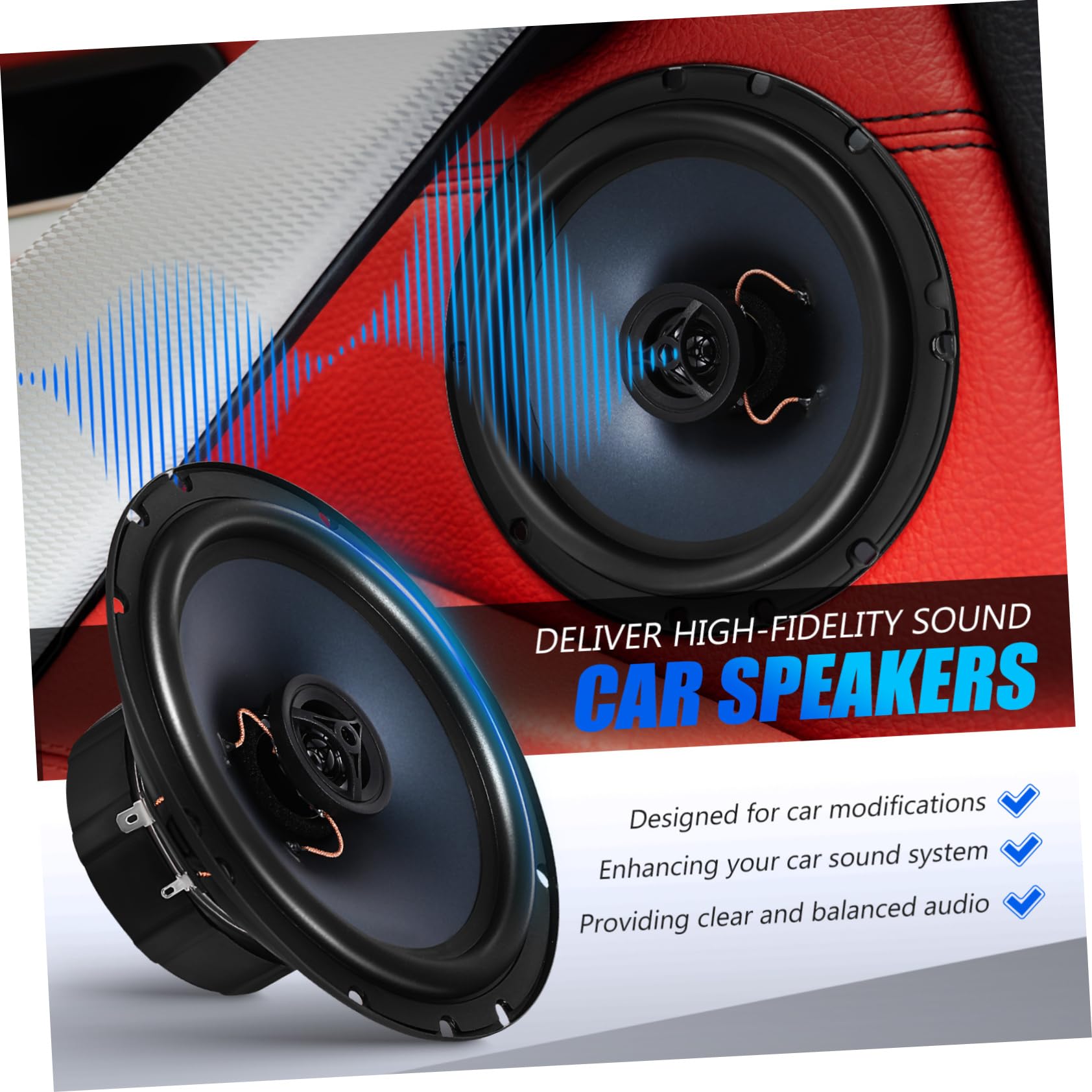 IMIKEYA Altavoces Coaxiales para Coche 6,5 Pulgadas Graves Potentes y Construcción Plástica para Sistema Estéreo De Componentes Compatible Instalación Puerta, Uso Diario y Sonido Equilibrado