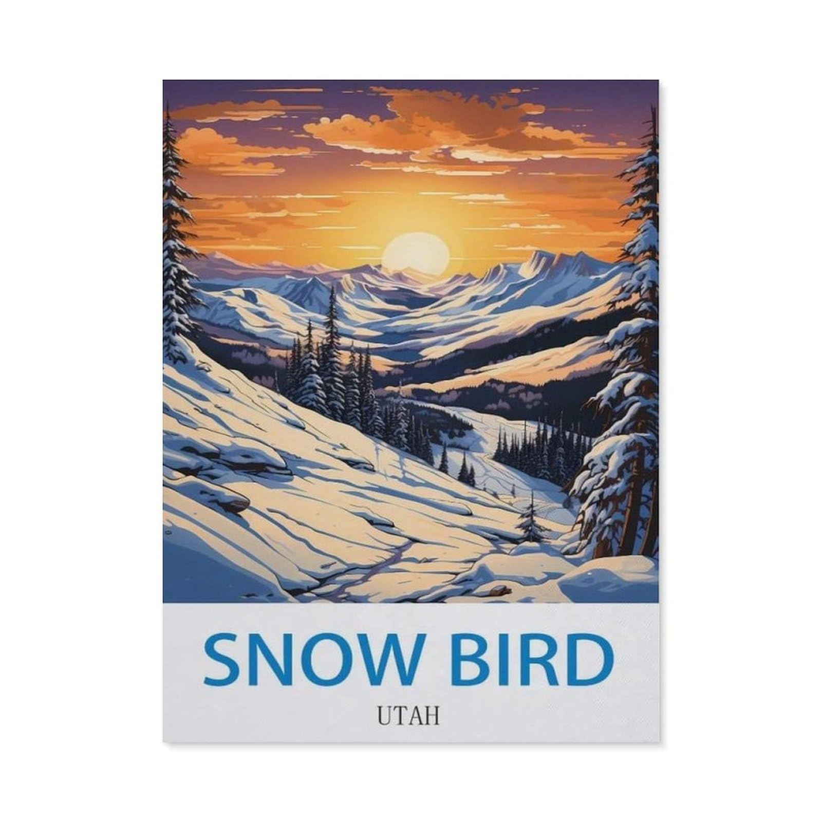 BEAYODKP 5D DIY Full Round Drill Diamond Painting，Snow Bird Utah