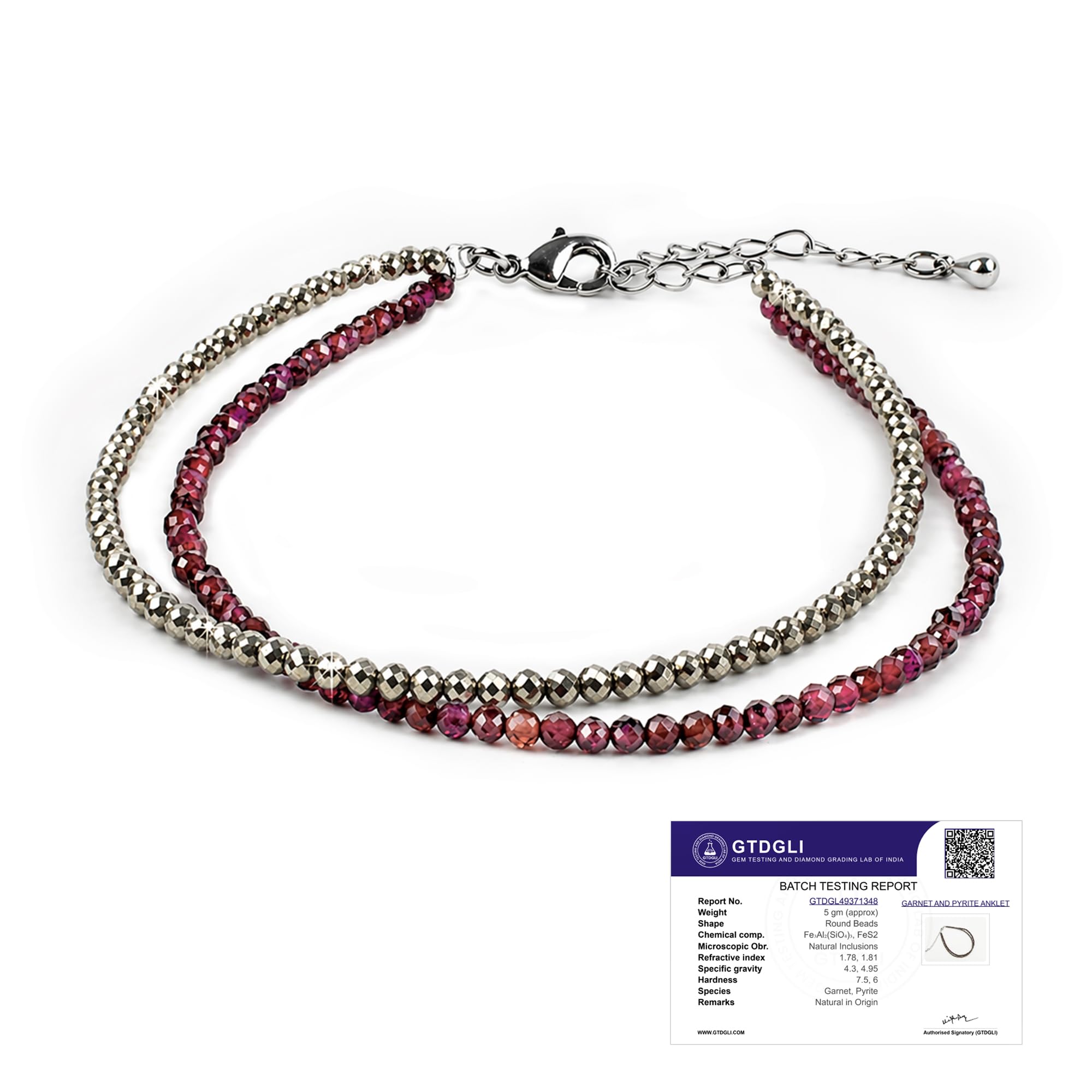 Love & Money Anklet for Women | Pyrite & Garnet Anklet for Confidence, Protection & Balance | Daily & Office Wear Jewellery for Women | Gift for Woman & Girlfriend-image-39