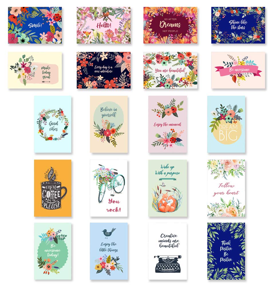 ENCOURAGING quotes postcard set of 20 identical postcards. Encouragement and support phrases post cards. Made in USA.