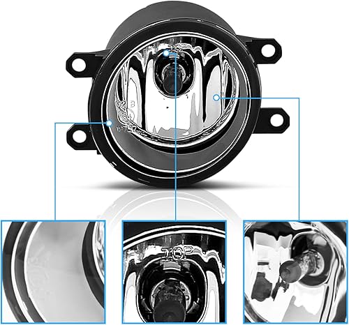 Miniatura 3 de AmeriLite Par de luces antiniebla de repuesto para Toyota C-HR 2018-2020 con bombilla + arnés de interruptor - lado del conductor y del pasajero