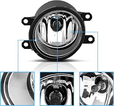 AmeriLite for 2018-2020 Toyota C-HR Glass Lens Replacement Fog Light Assembly Pair w/Bulb + Switch Harness - Driver and Passenger Side