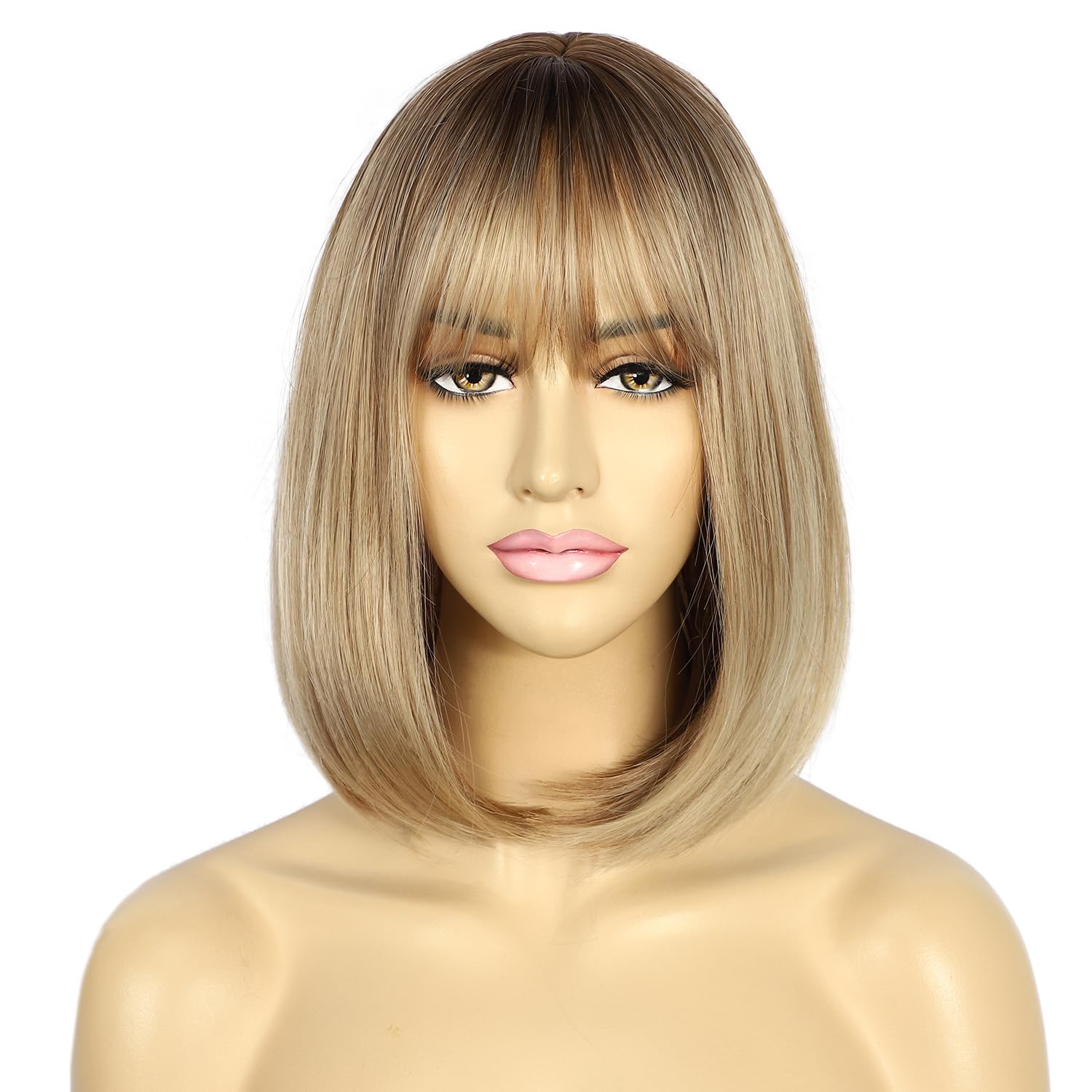 Sapphirewigs Blonde Wigs for Women Natural Blonde Bob Wig with Bangs Short Hair Daily Party Natural Looking 14 inch - Image 2