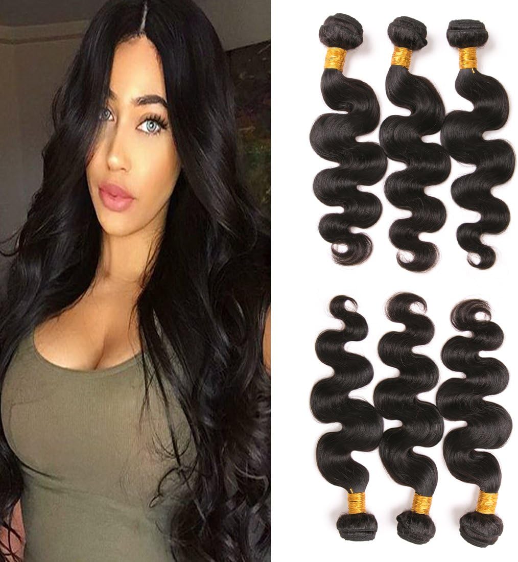 VIYAVIYA 3 Bundles Body Wave Brazilian Virgin Human Hair bundles 8 10 12 inch 300g 9A Unprocessed Human Hair Weave Extension for Women