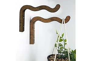 2-Piece Wavy Wooden Dowel Hanger for Wall Decor and Plant Display