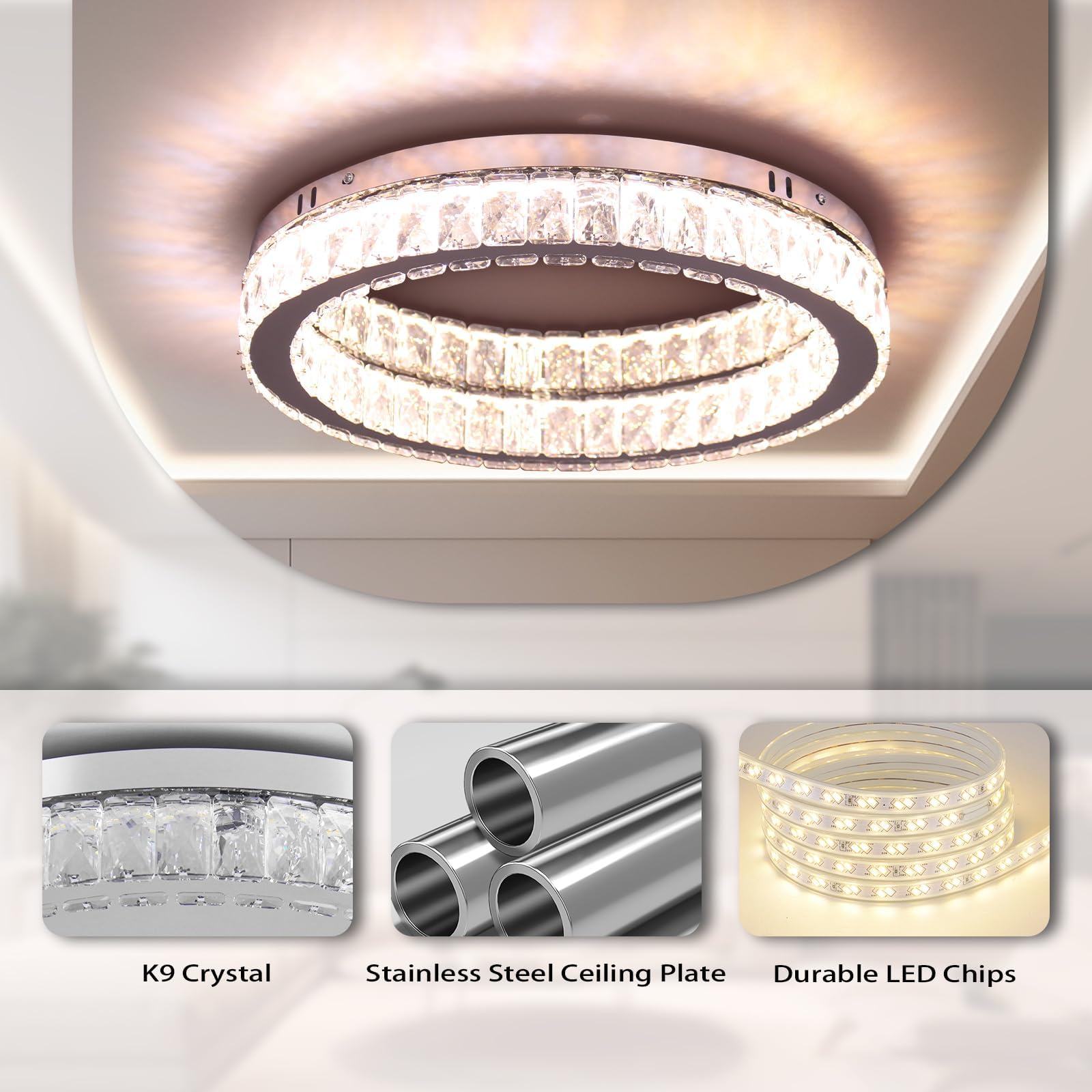 WFZRXFC Moderne 4-lichts LED-plafondlamp Afgeschuind matglas Verzonken verlichtingsarmatuur Traditionele koperen ster dicht bij plafondlamp Decoratieve grote verlichtingsarmatuur voor hotelhal Slaapka