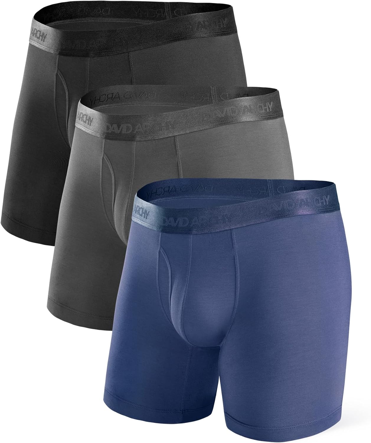 DAVID ARCHY Men's Underwear Modal Ultra Soft Trunks Second Skin Breathable with Support Pouch Boxer Briefs for Men Multipack