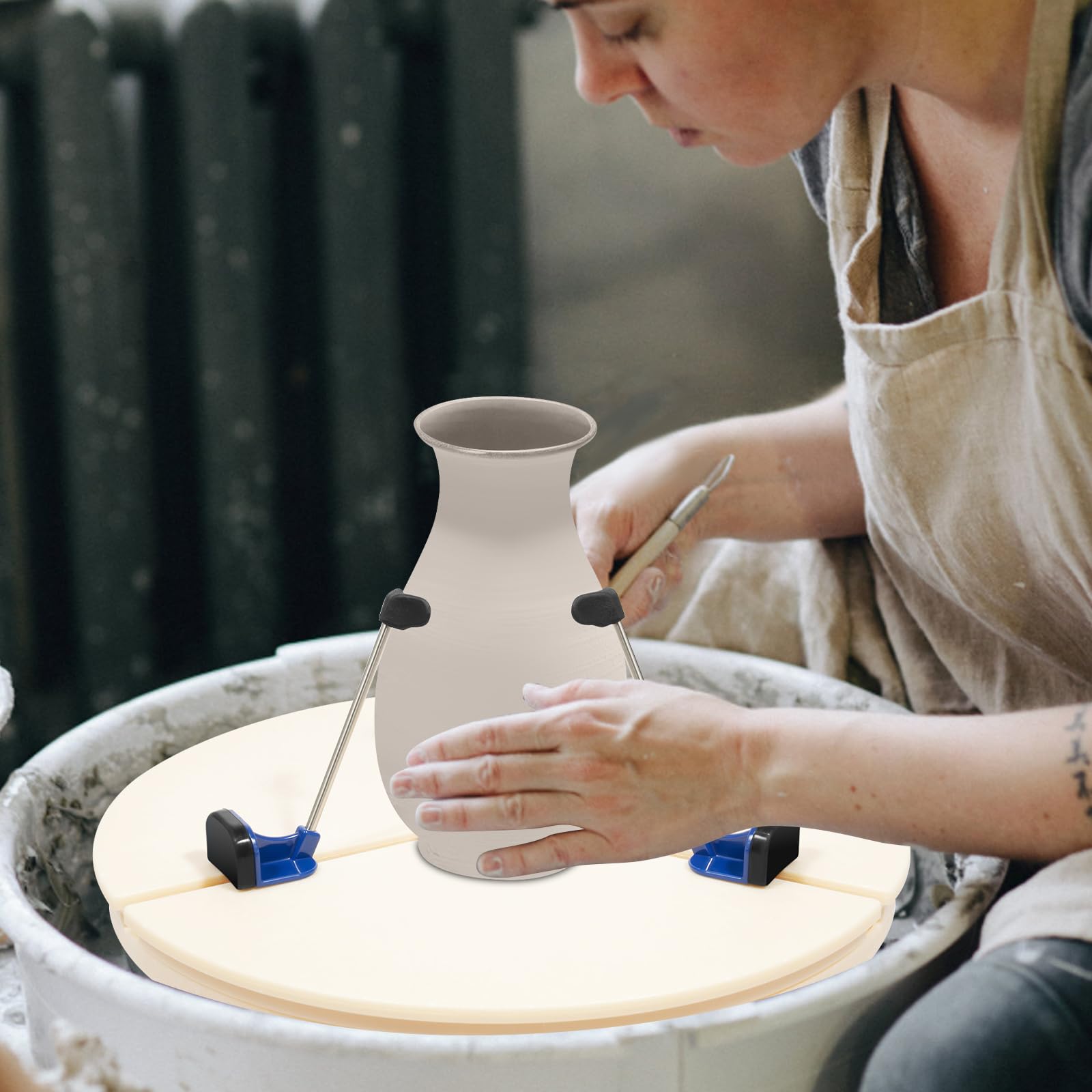 Pottery Trimming, Workshop di ceramica, strumento in ceramica, supporto regolabile con precisione, cinque piedi, antiscivolo, facile da pulire, stabile e leggero, per officina, scuola, fai da te