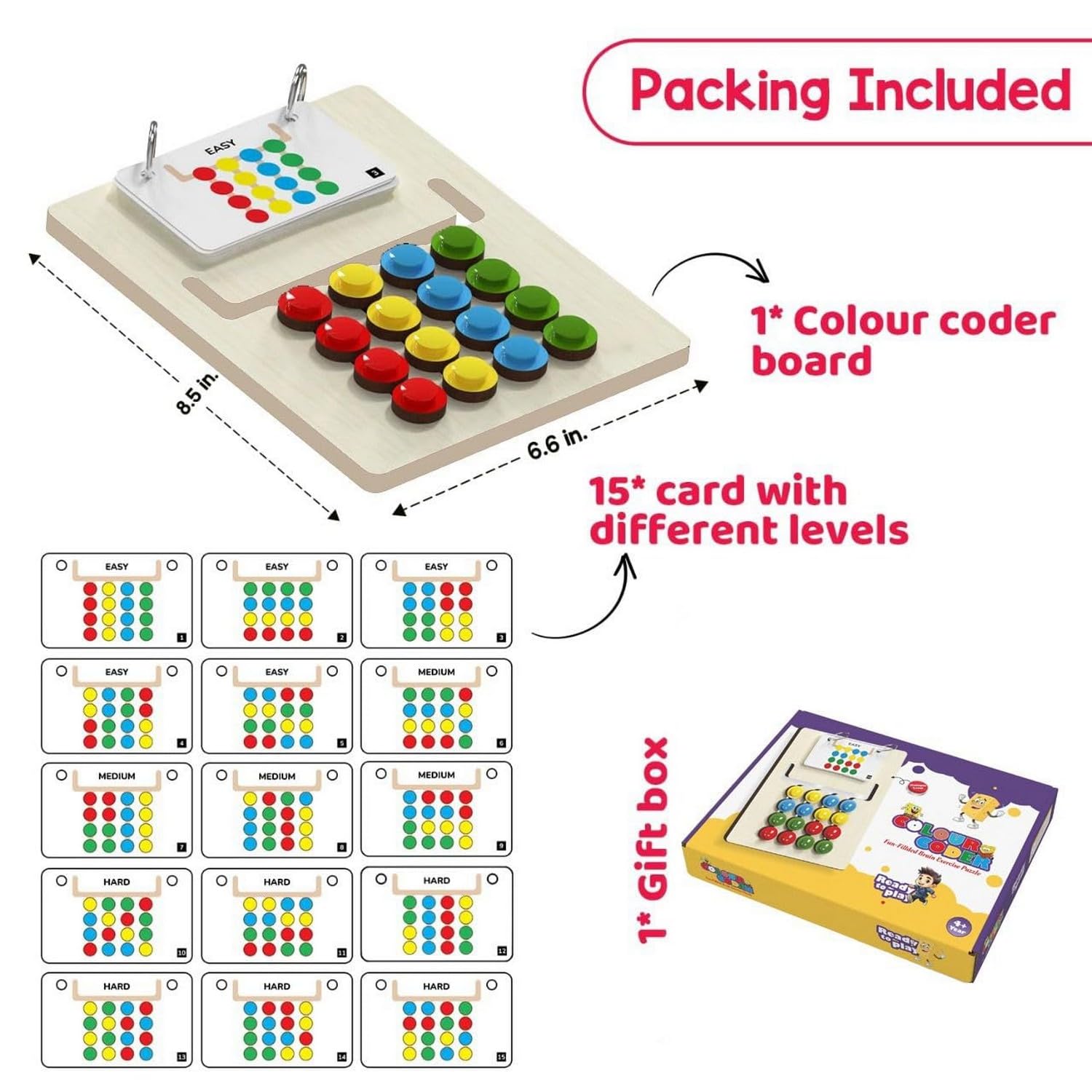POTLID Montessori Wooden Slide Puzzle Game for Kids (4–8 Years) | Color & Pattern Matching Brain Teaser Toy | Educational Learning Puzzle Board | Birthday Gift for Boys & Girls 2