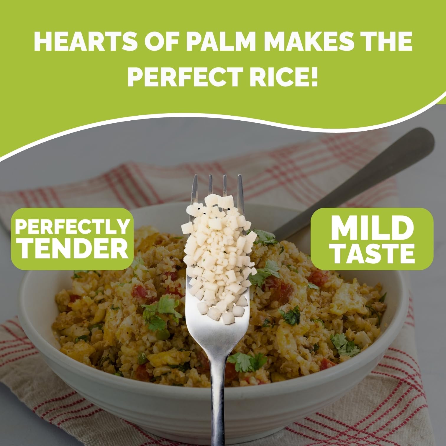 Palmini Fried Rice | Low-Carb, Low-Calorie Hearts of Palm Rice | Keto, Gluten Free, Vegan, Non-GMO | As seen on Shark Tank | (8 Ounce Pouch - Pack of 6)