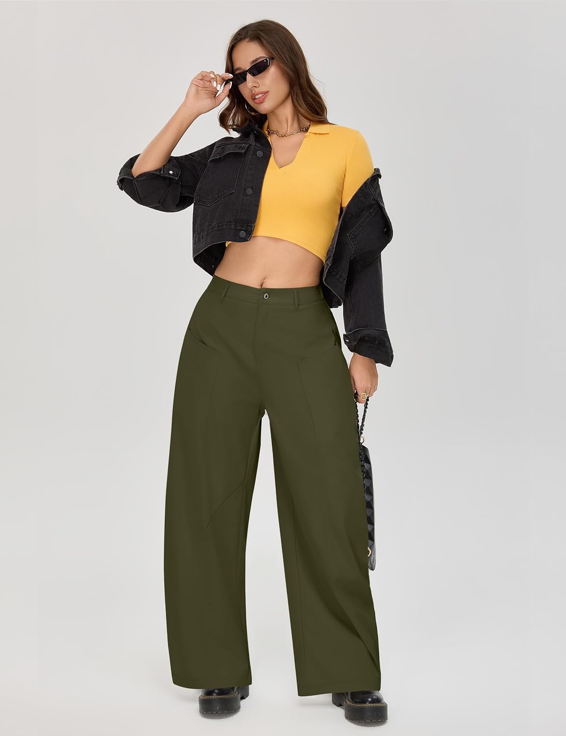 Blooming Jelly Womens Baggy Barrel Pants Wide Leg Casual Halara Pants Loose Trousers with Pockets - Image 5