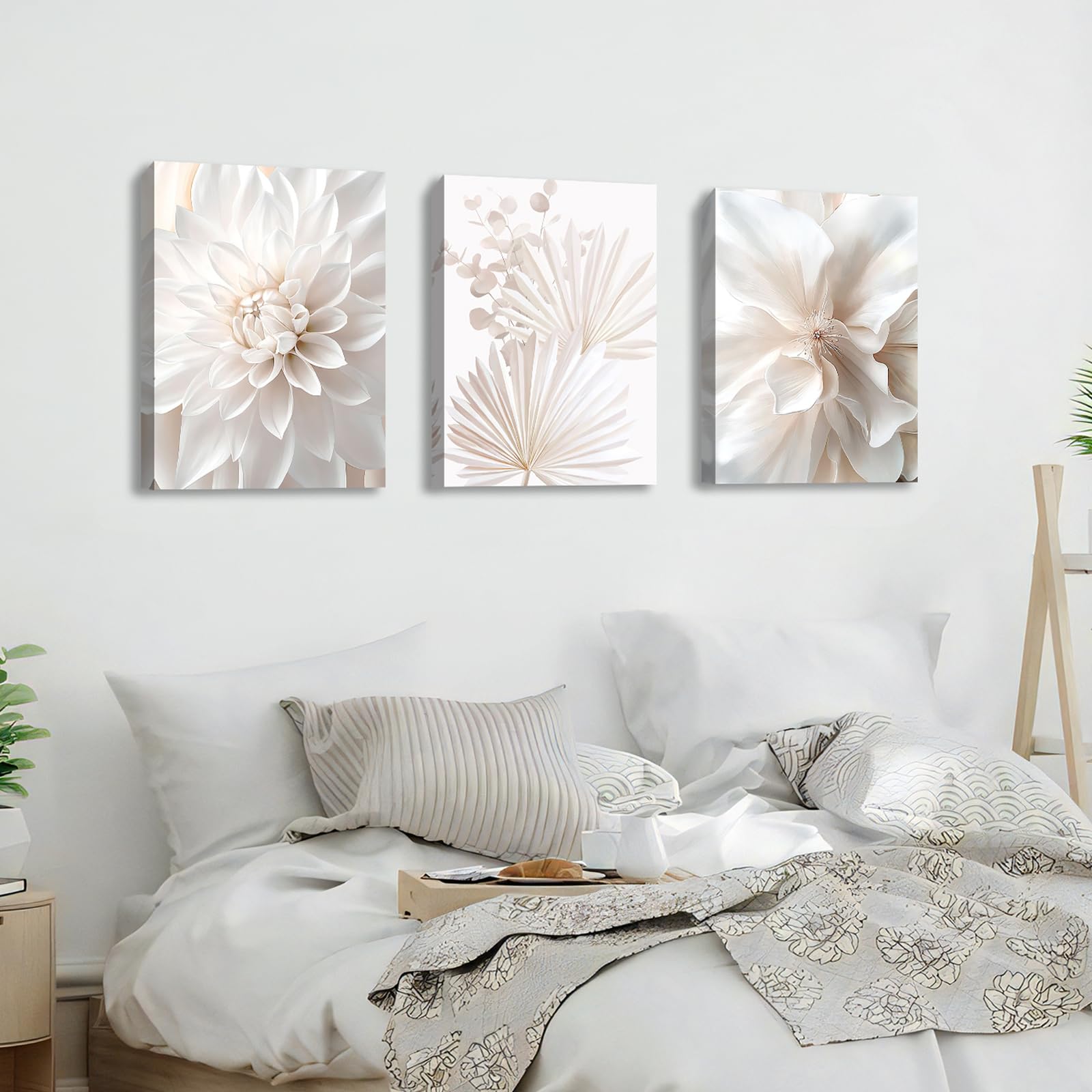 3 Pcs Wooden Framed Canvas Wall Art Set Bohemian Sage Green Canvas Prints Poster Geometric Line Beige Green Pictures for Living Room Bedroom Dinning Room Hallway Stairs Wall Decor 30x40cm x3pcs — view 478