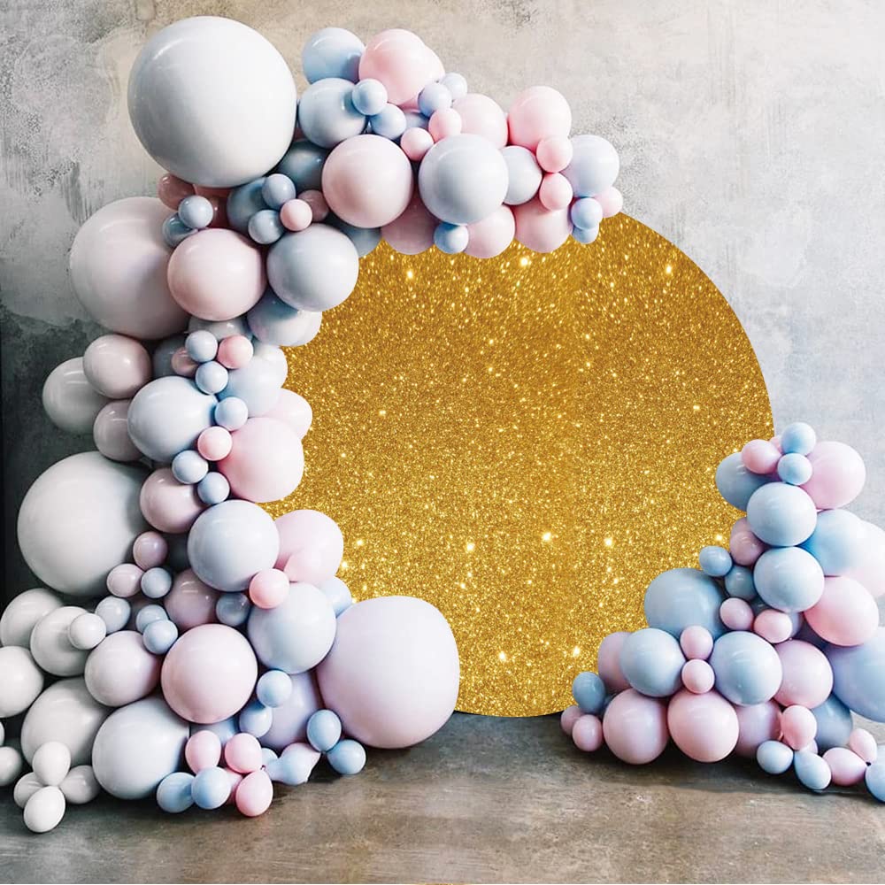 Aoihrraan 200cm Diametro Paillettes Glitter Oro Rotondo Fotografia Sfondo Lussuoso D'Oro Fondale Bambini Compleanno Ballo Studentesco Festa Neonato Baby Doccia Torta Tavolo Decorazione Fotografico