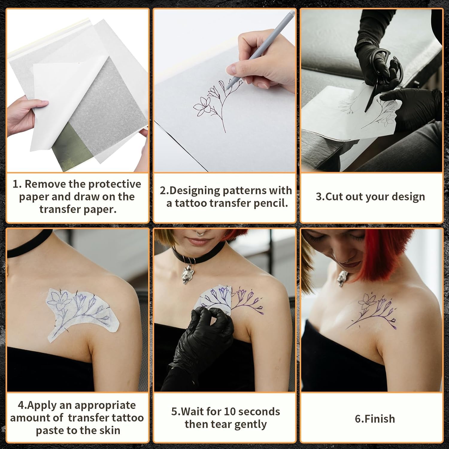 Monsters Ink Lot de 100 feuilles de papier transfert thermique classique pour tatouage