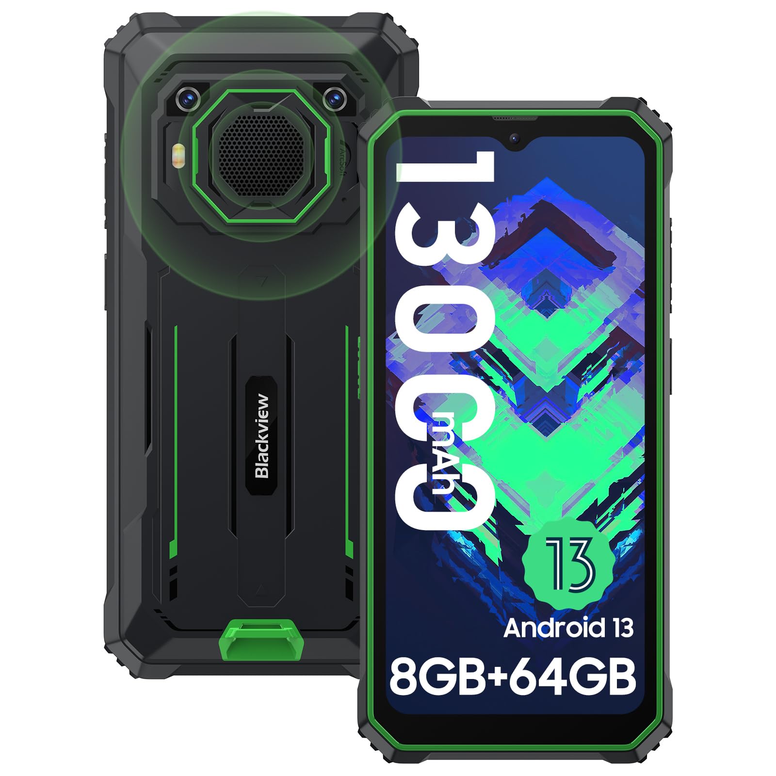 Blackview BV6200 Plus Smartphone Robustzo 2025: Android 15, Batteria 11000mAh, 24GB RAM (espandibile), 256GB ROM, Altoparlante 98dB 3W, NFC, OTG, Nero - 4
