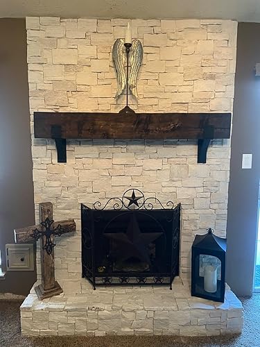 Miniatura 8 de Wilson Repisa de haz de granero tallada a mano de 6 x 6 x 72 pulgadas, estante de madera maciza de color café rústico (1 pieza)