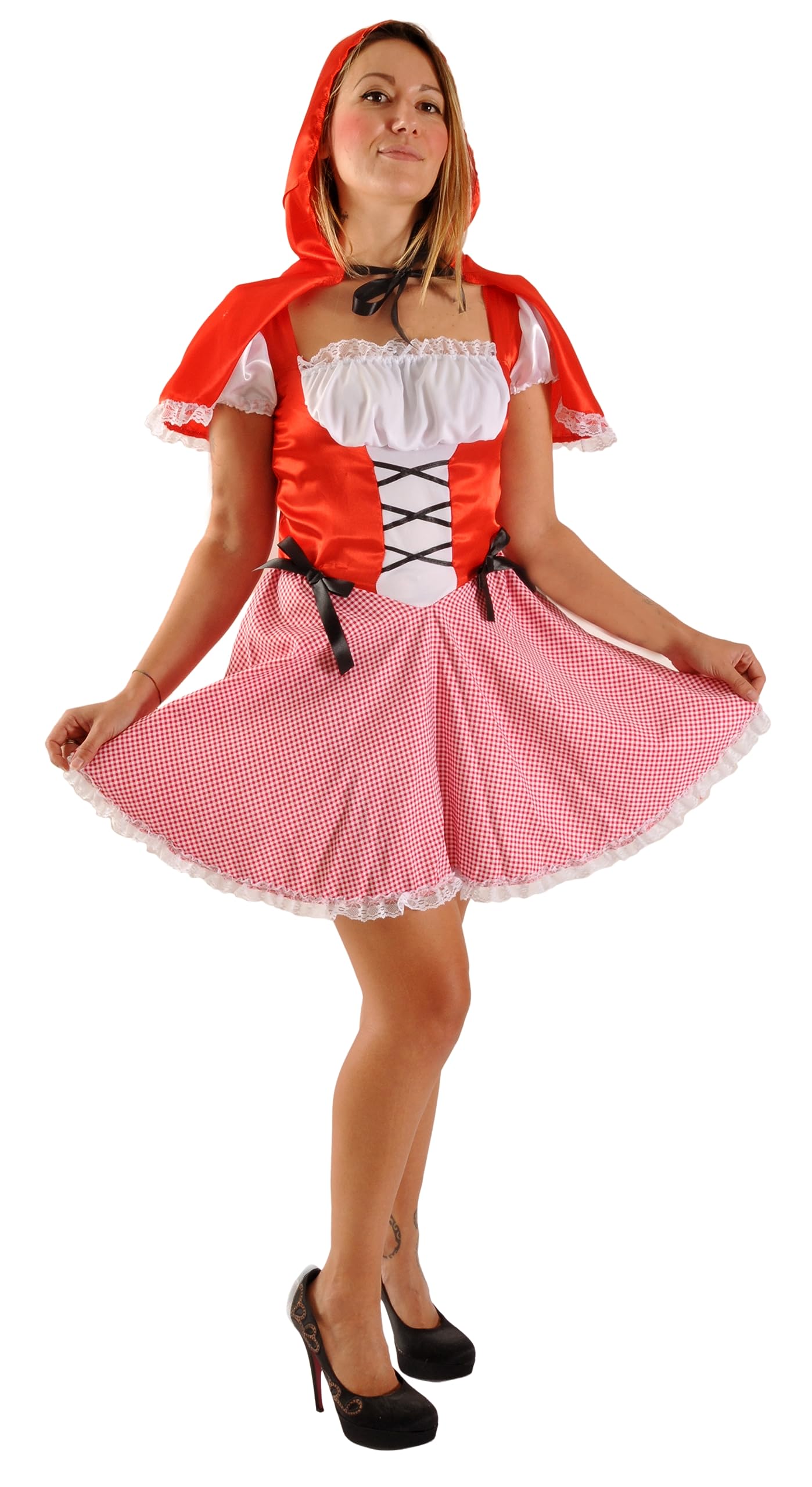 Ciao - Little Red Riding Hood Fancy Dress Costume Girl Woman Adult (Size 8-10), White, 16002