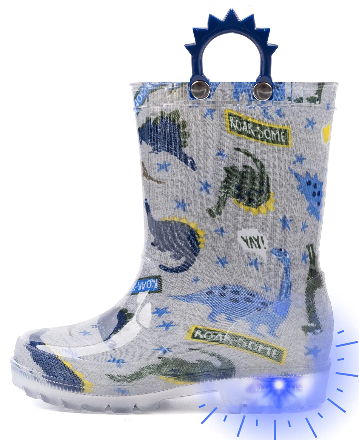 OuteeToddler Kids Adorable Lightwight Waterproof Rain Boots Light Up by Steps