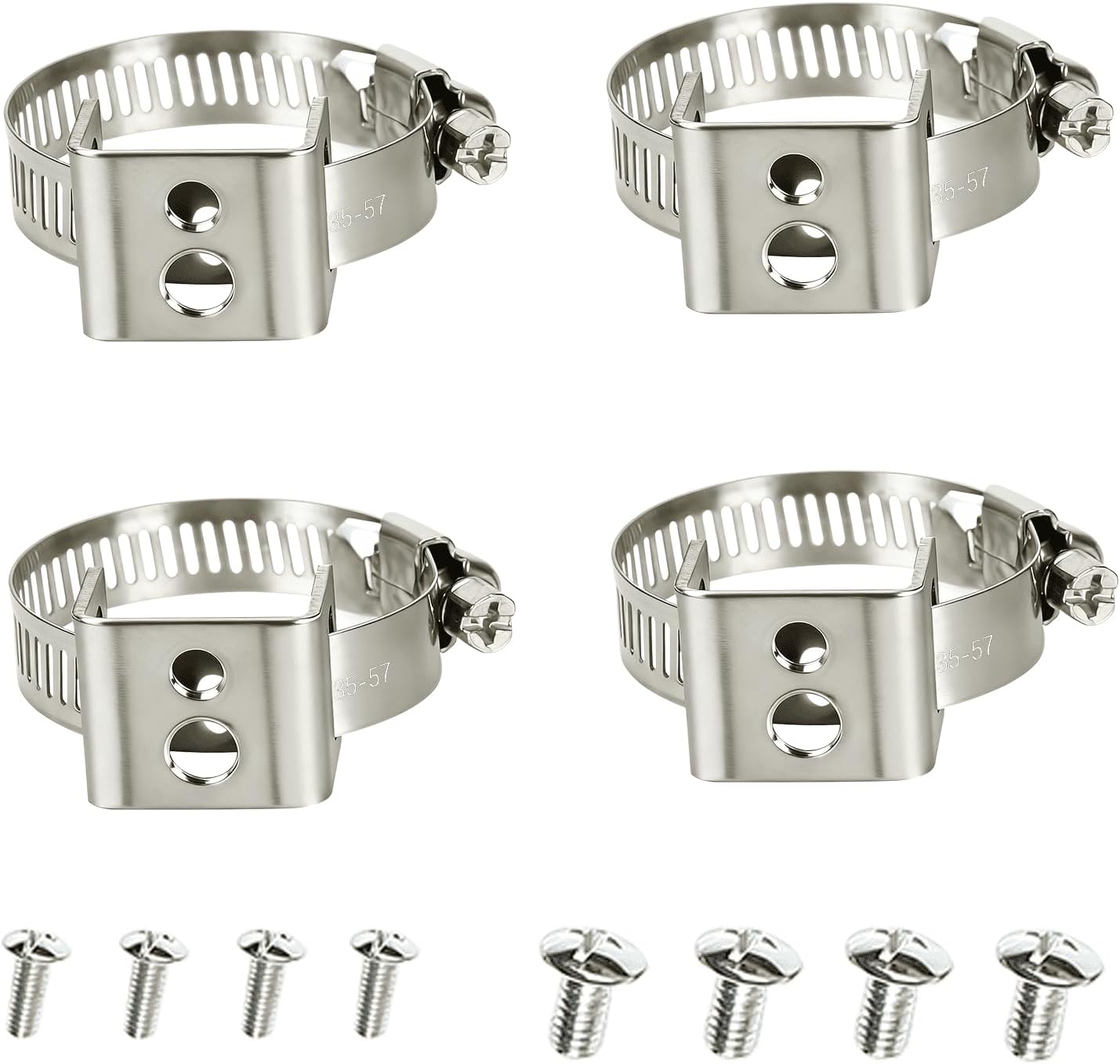 2Pcs Stainless Steel Sign Mounting Brackets for Poles (1.4"-2.3" Diameter), Adjustable Pole Ring Clamps for Street Signs