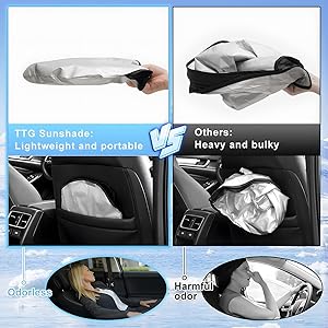 T TGBROS Windshield Sun Shade Custom Fit for 2007-2023 2024 2025 Freightliner Sprinter & Sprinter Accessories Foldable Sun Shield Reflective Sun Visor Cover Block Heat and Sun Protection
