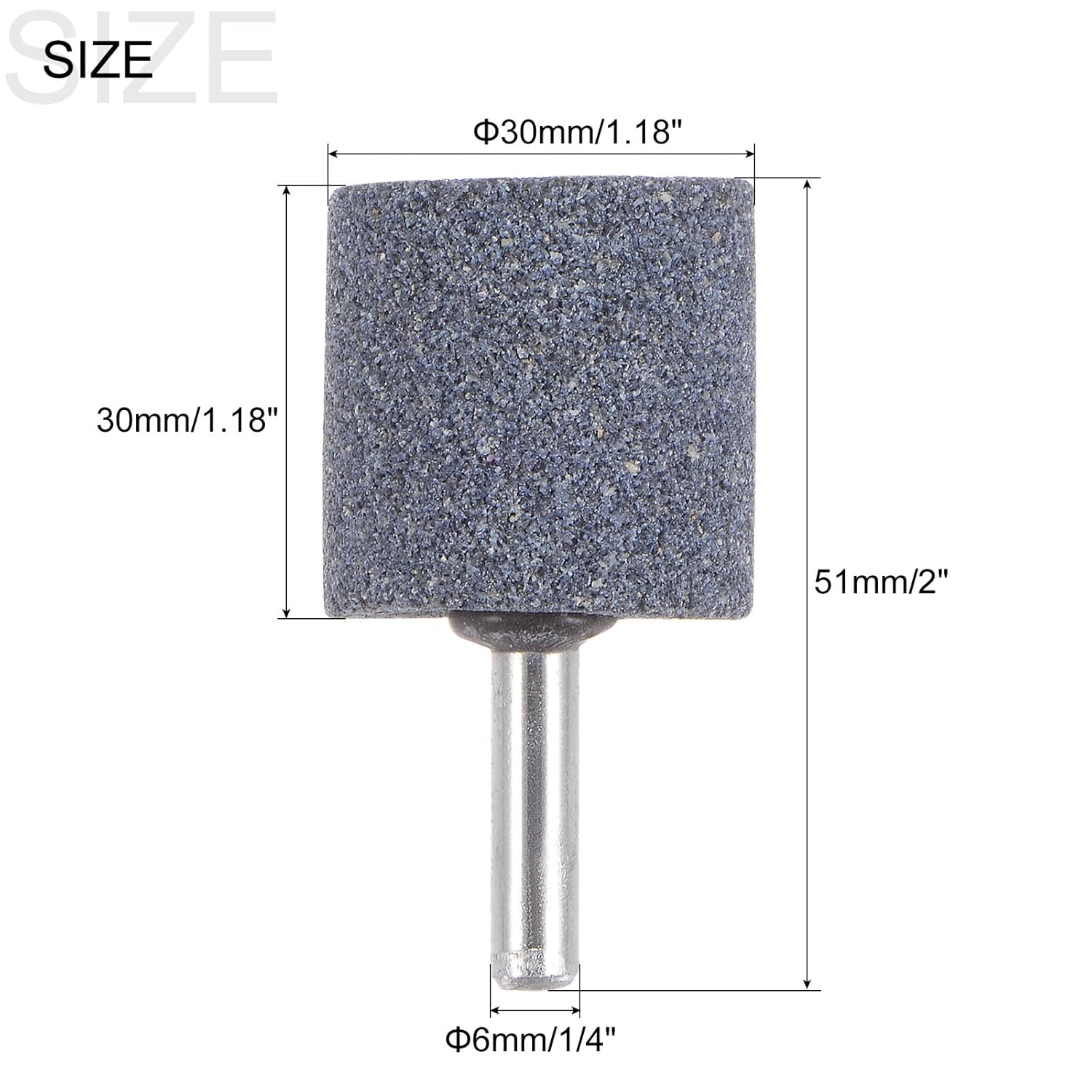 uxcell 30pcs Abrasive Mounted Stone 1/4" Shank 1.18" Dia Cylindrical Corundum Grinding and Polishing Head for Engraving Rotary Tool