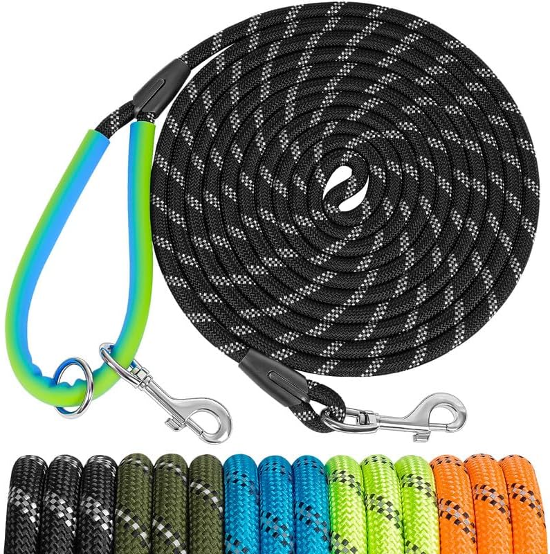 XiaZ 15FT 30FT 50FT Training Leash for Dogs, Nylon Rope Dog Leash with ...