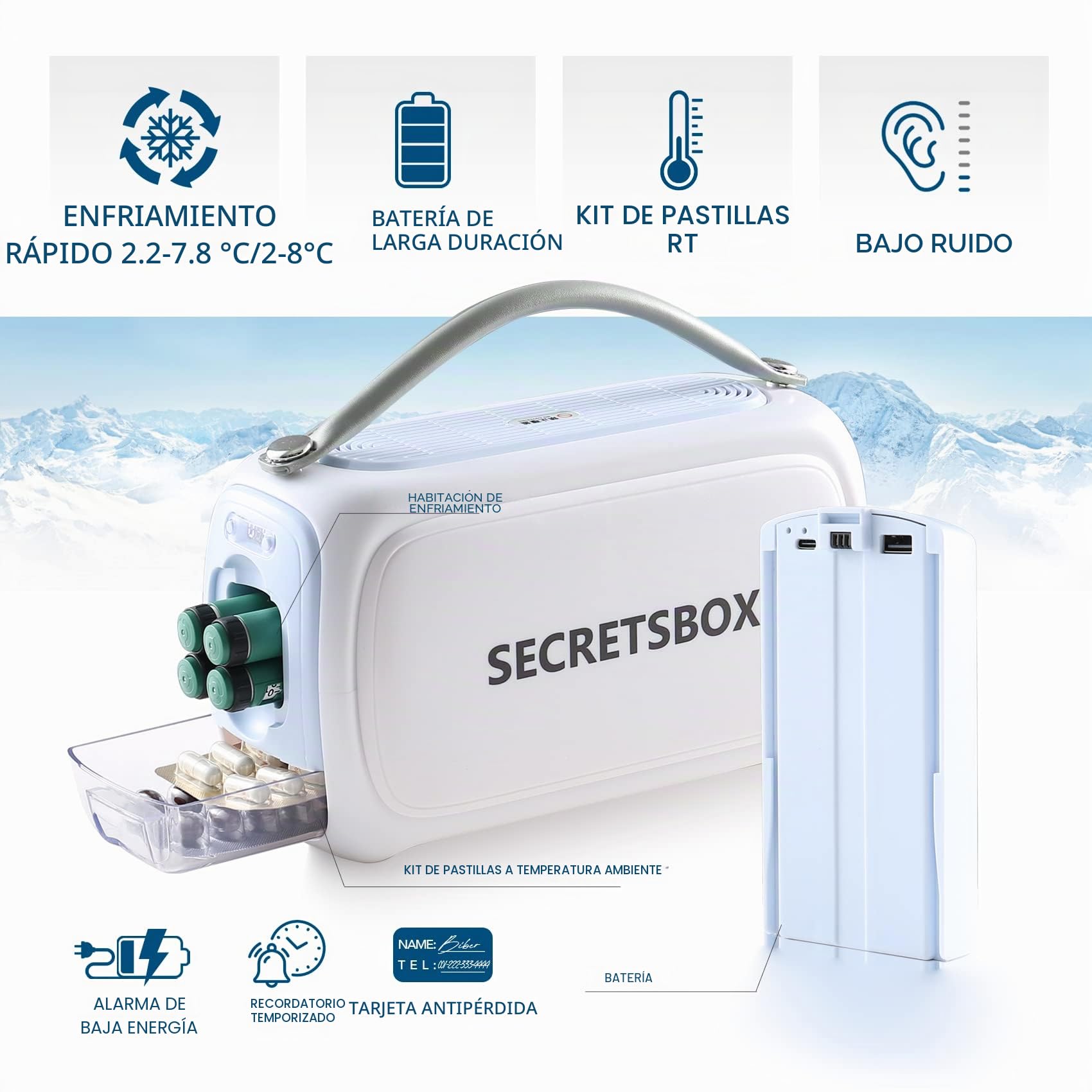 Neveras Insulina de Viaje 2 a 8 ℃, Nevera Portátil Medicamentos Enfriador de insulina, Bolsa Diabética con Pantalla Digital de Control de Temperatura Inteligente