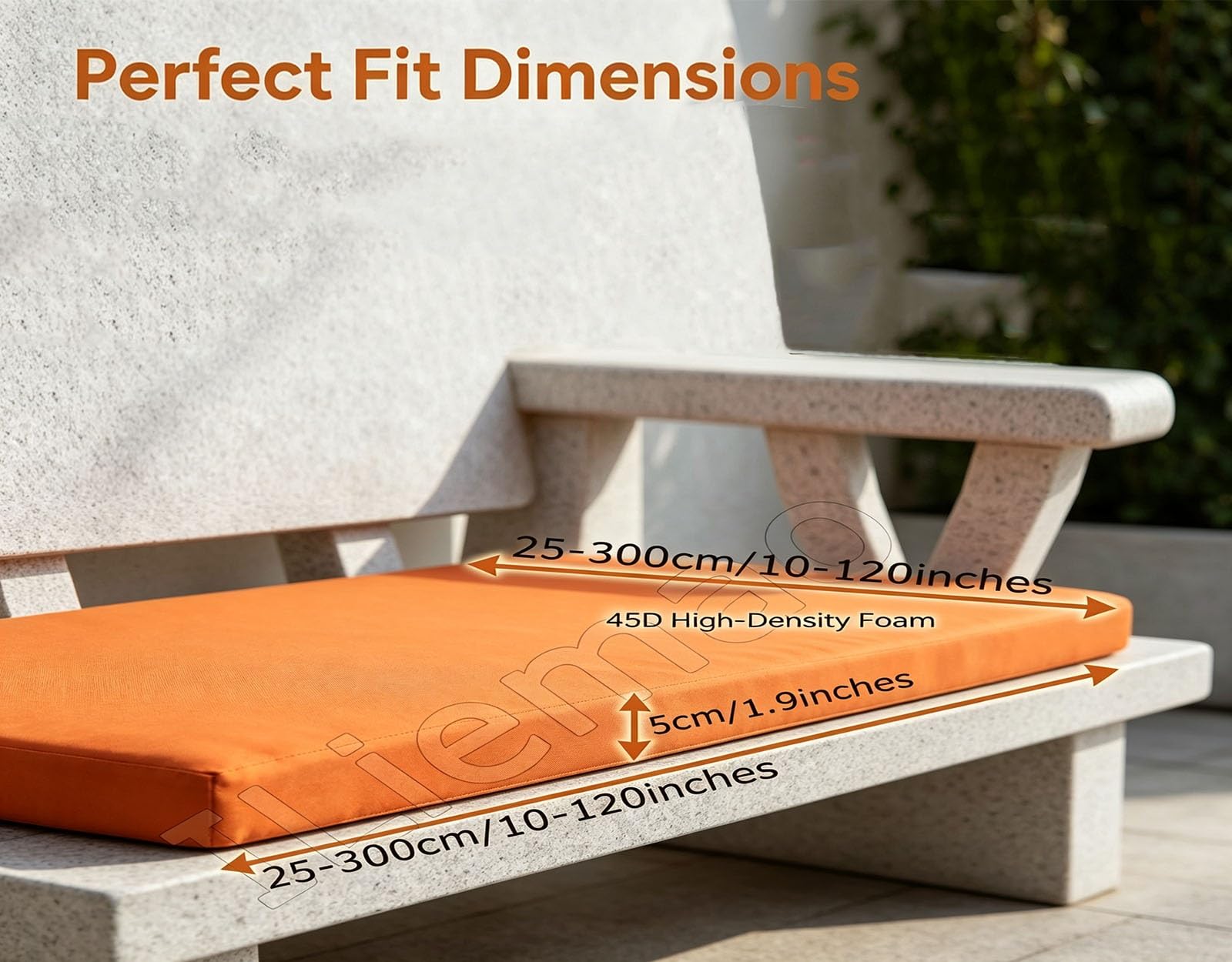 Coussins pour Chaises de Jardin Extérieur Imperméable 80% Deperlant, Coussin Banc Extérieur Payures, 5cm Épais Housse Amovible Moelleuse pour Jardin, Terrasse et Balcon(Beige,205x55 cm 81x22 in)