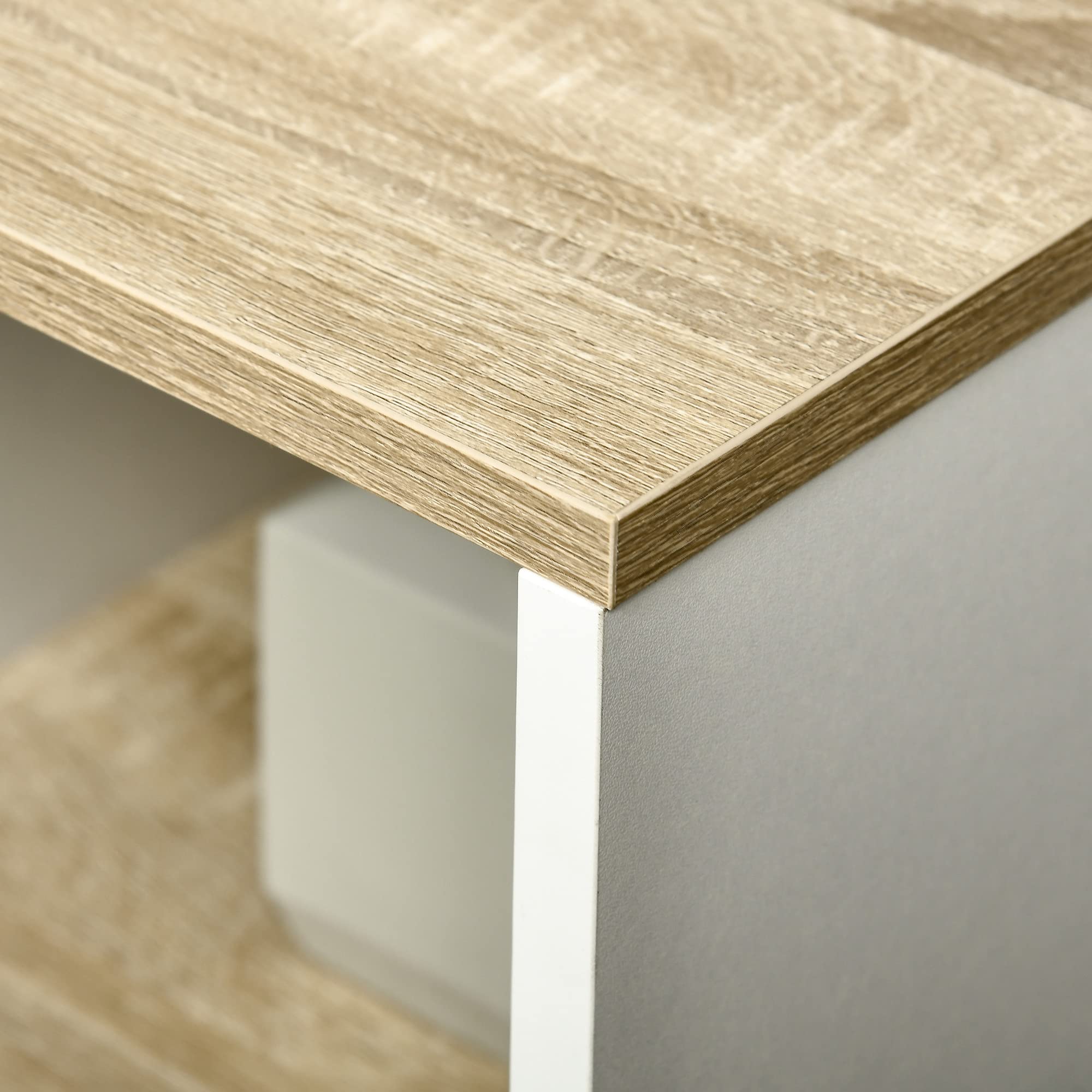 kleankin Mobile Bagno Sottolavabo 77 x 45 x 60cm Bianco e Color Legno | con Armadietto, 2 Mensole, in Legno Truciolare
