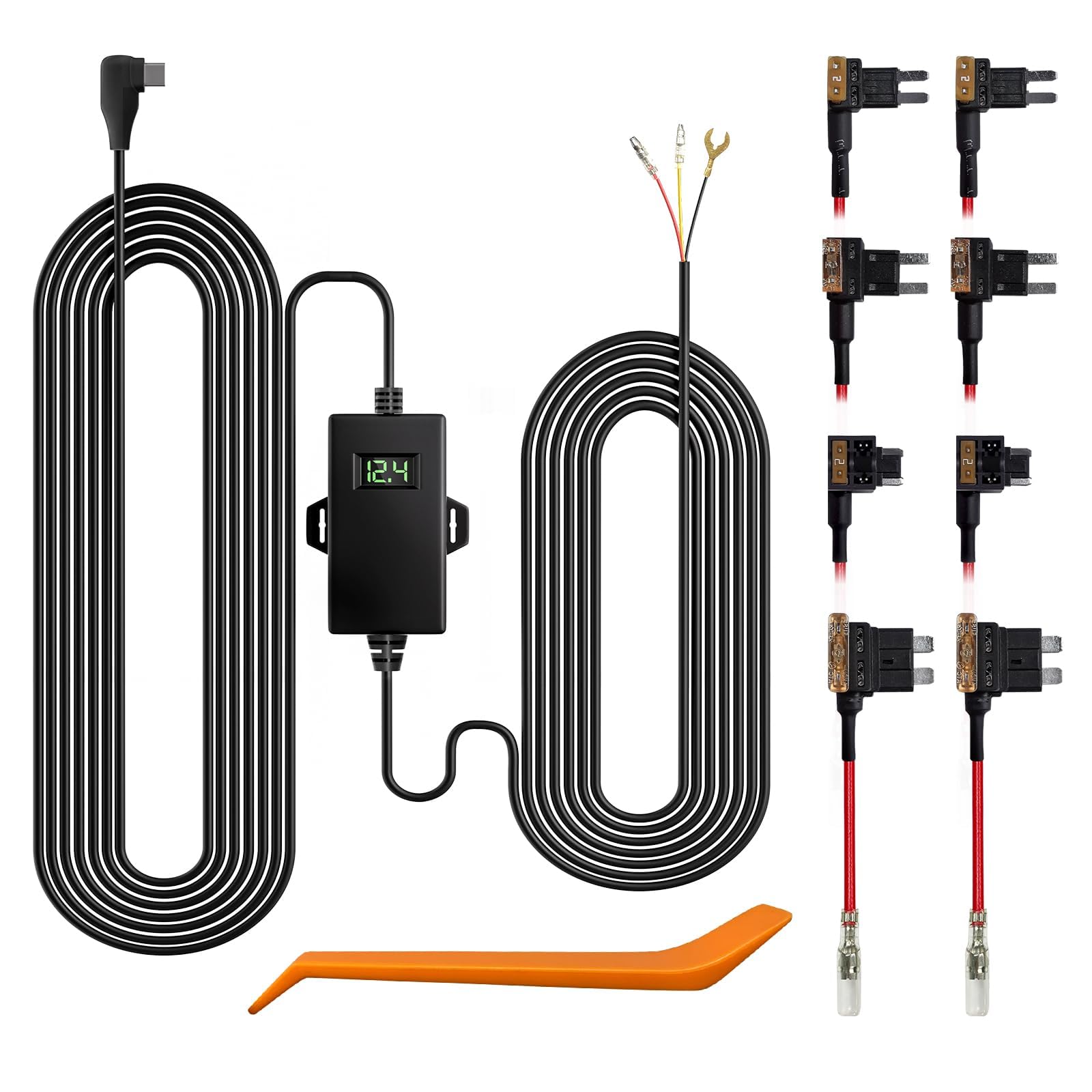 WOLFBOX Type C Acc Hardwire Kit for G900PRO/G850PRO/G840H/i07/X5, Hard Wire Car Charger Cable Kit 12V- 24V to 5V for Dash Cameras with Battery Drain Protection