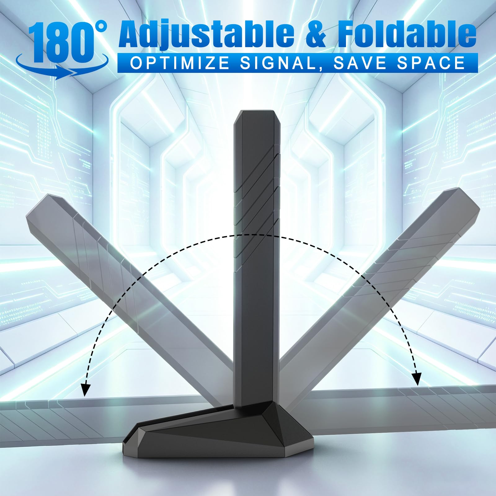 Eightwood Antenne de carte mère WiFi 7 Gaming PC avec base magnétique triple bande avec connecteur poussoir pour cartes mères ASUS ROG Strix, TUF Gaming, ROG Crosshair, ProArt, Prime Series WiFi 7