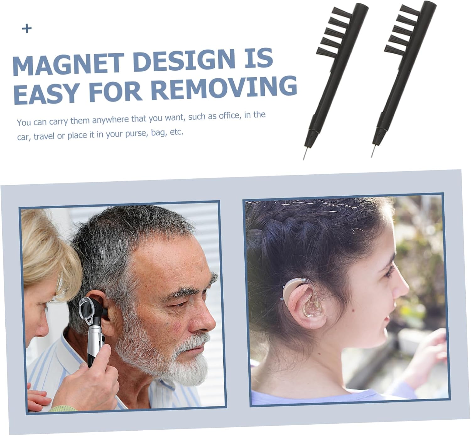 1set Earpiece Cleaner Cleaning Brush and Cloth Material Lightweight Design Convenient Battery Removal Magnet for Daily Maintenance
